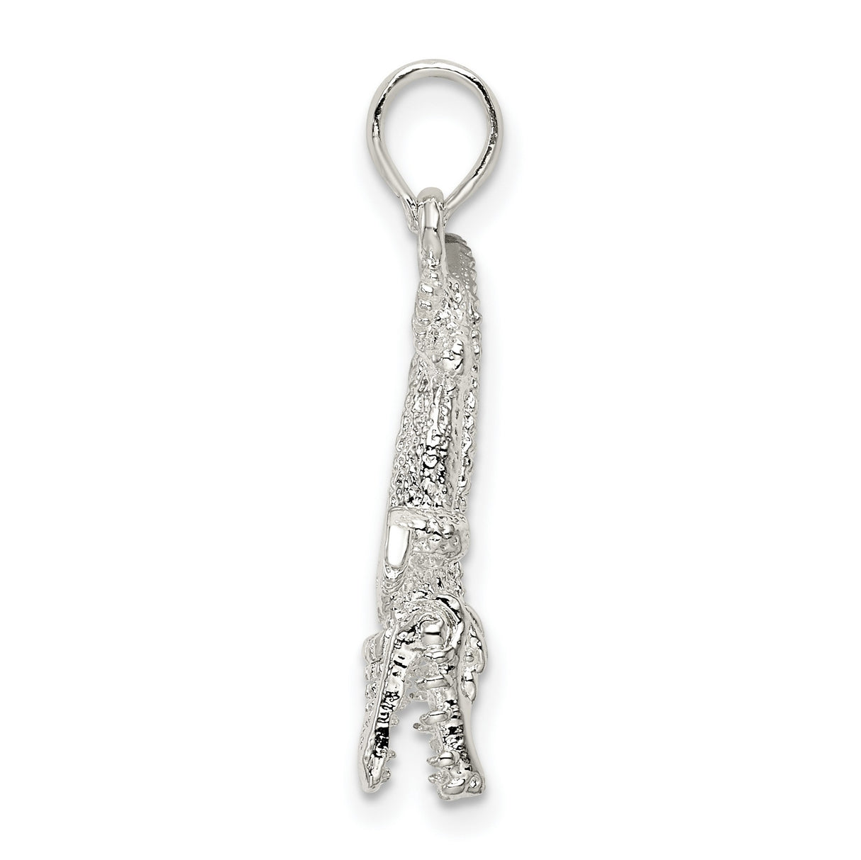 Sterling Silver Alligator Pendant, Textured Wildlife Charm, Animal Totem for Men or Unisex Wear