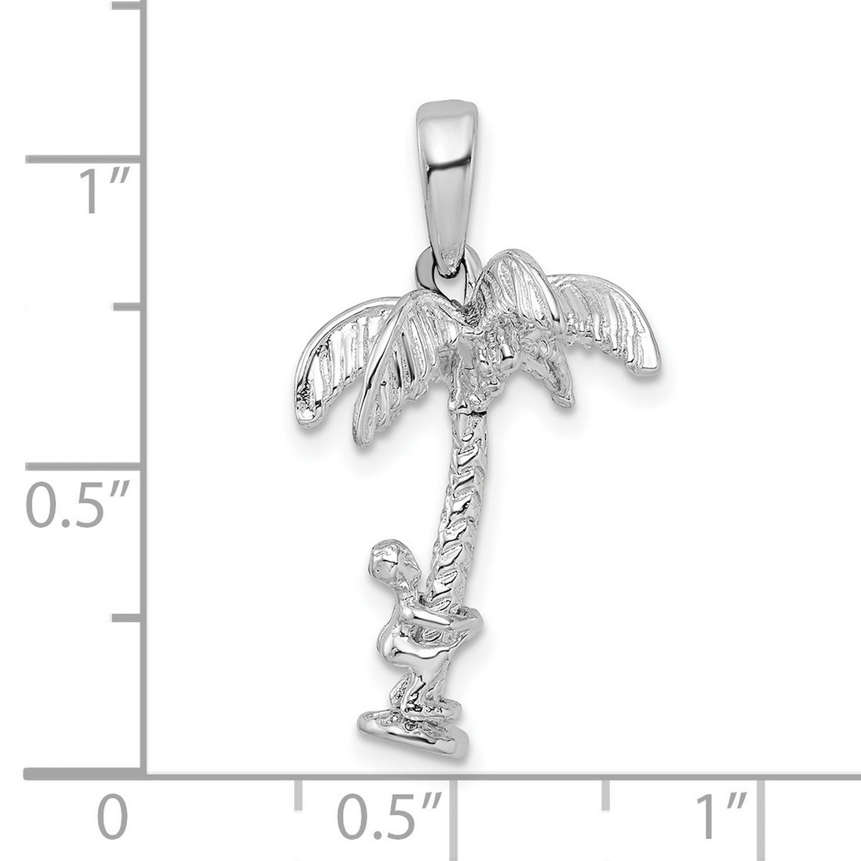Sterling Silver Palm Tree Pendant with Climbing Figure, Tropical Vacation Beach Charm