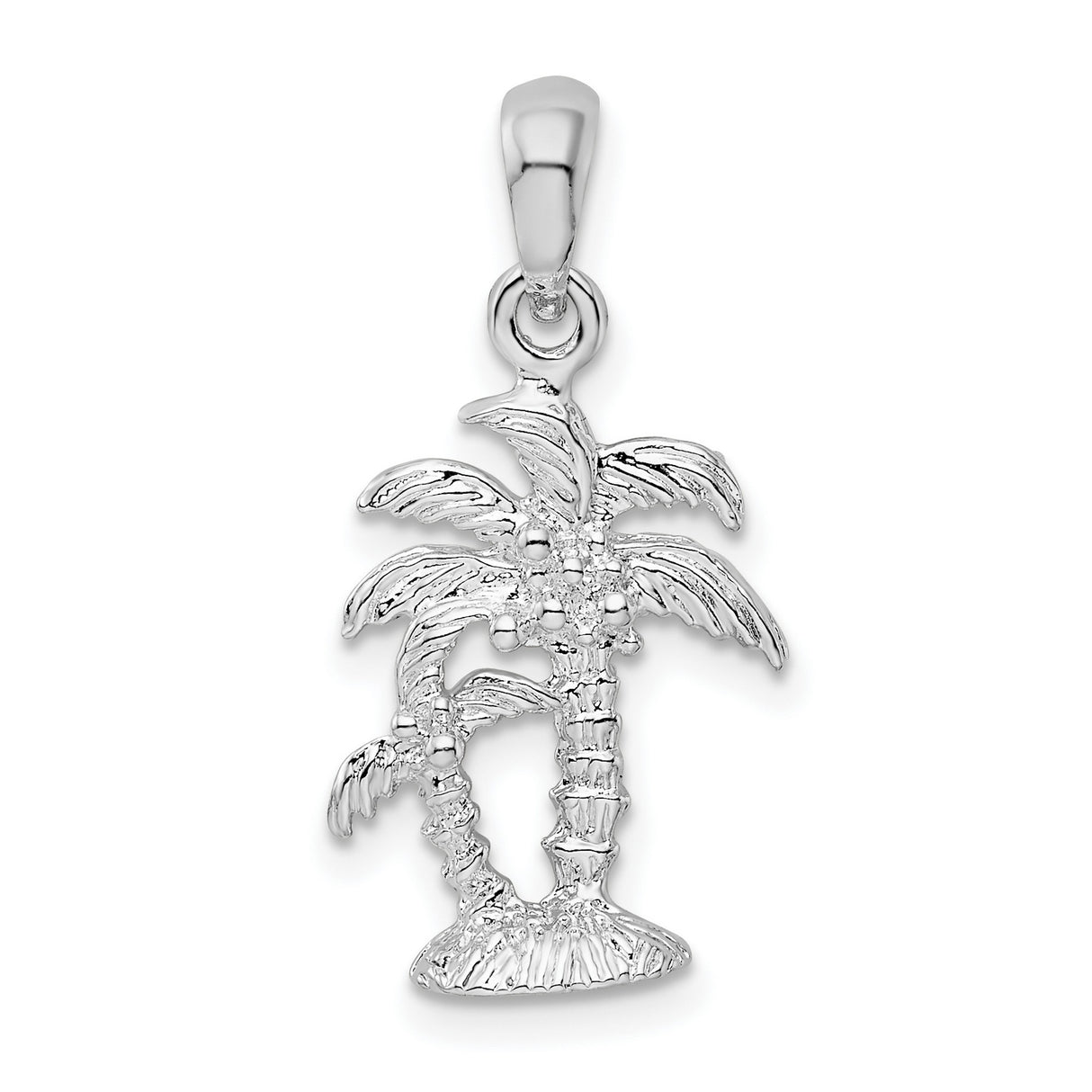 Sterling Silver Palm Tree Pendant with Detailed Tropical Design, Beach Vacation Charm for Women