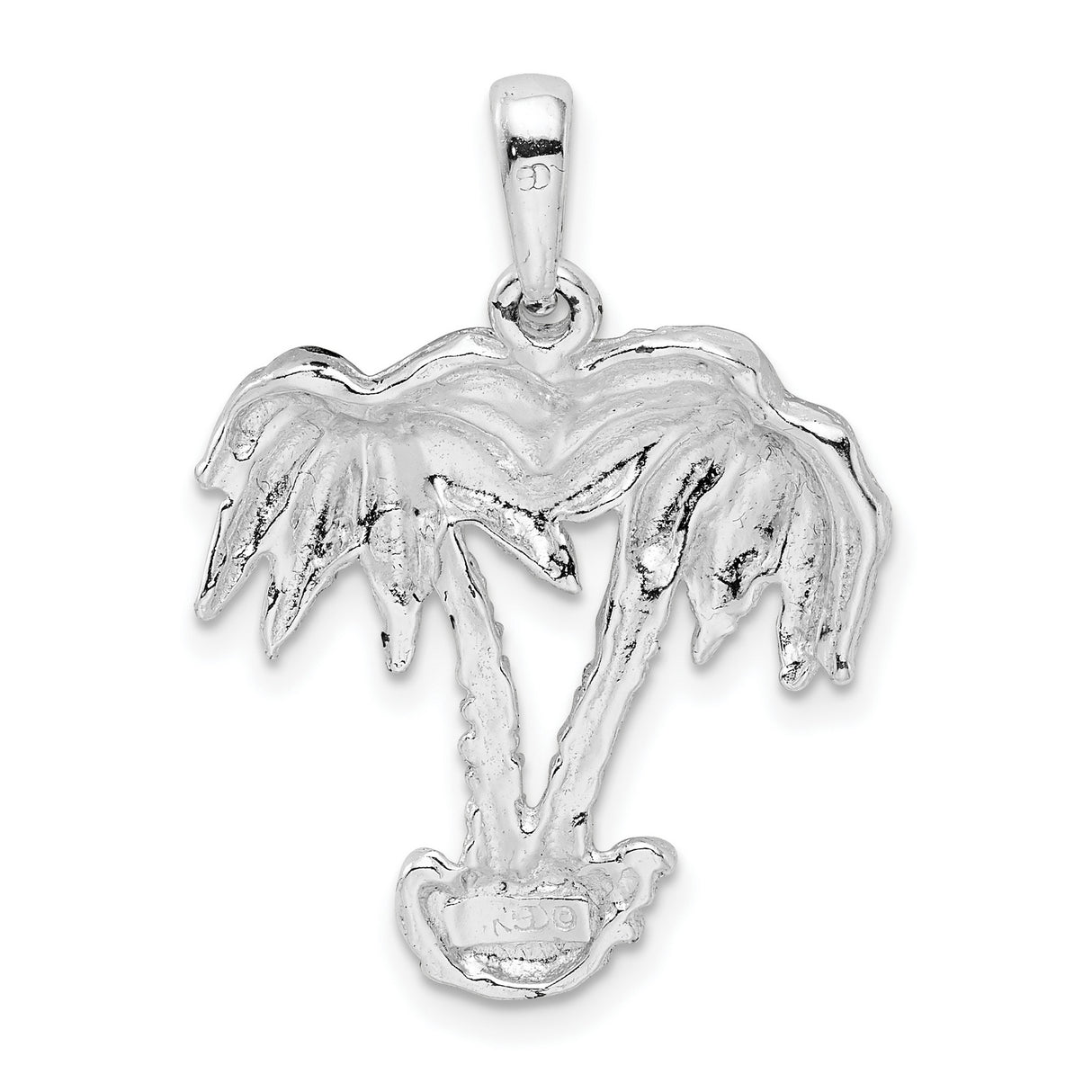 Sterling Silver Palm Pendant with Two Textured Trees, Tropical Beach Charm for Women or Unisex Wear