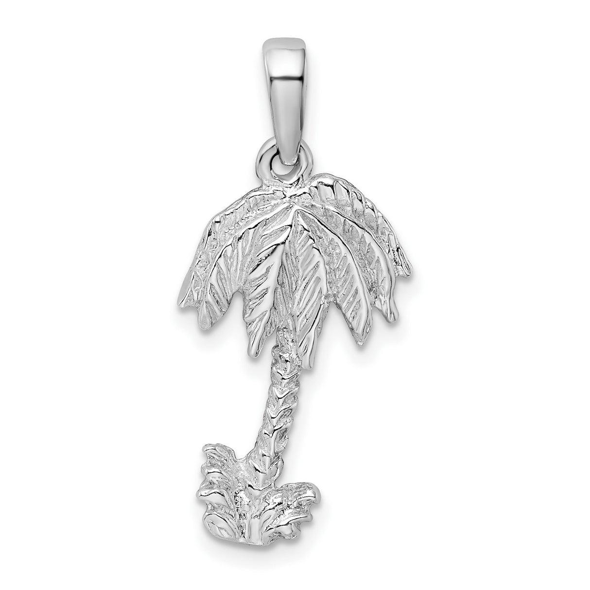 Sterling Silver Palm Tree Pendant, Tropical Island Design, Coastal Summer Jewelry for Women or Unisex Wear
