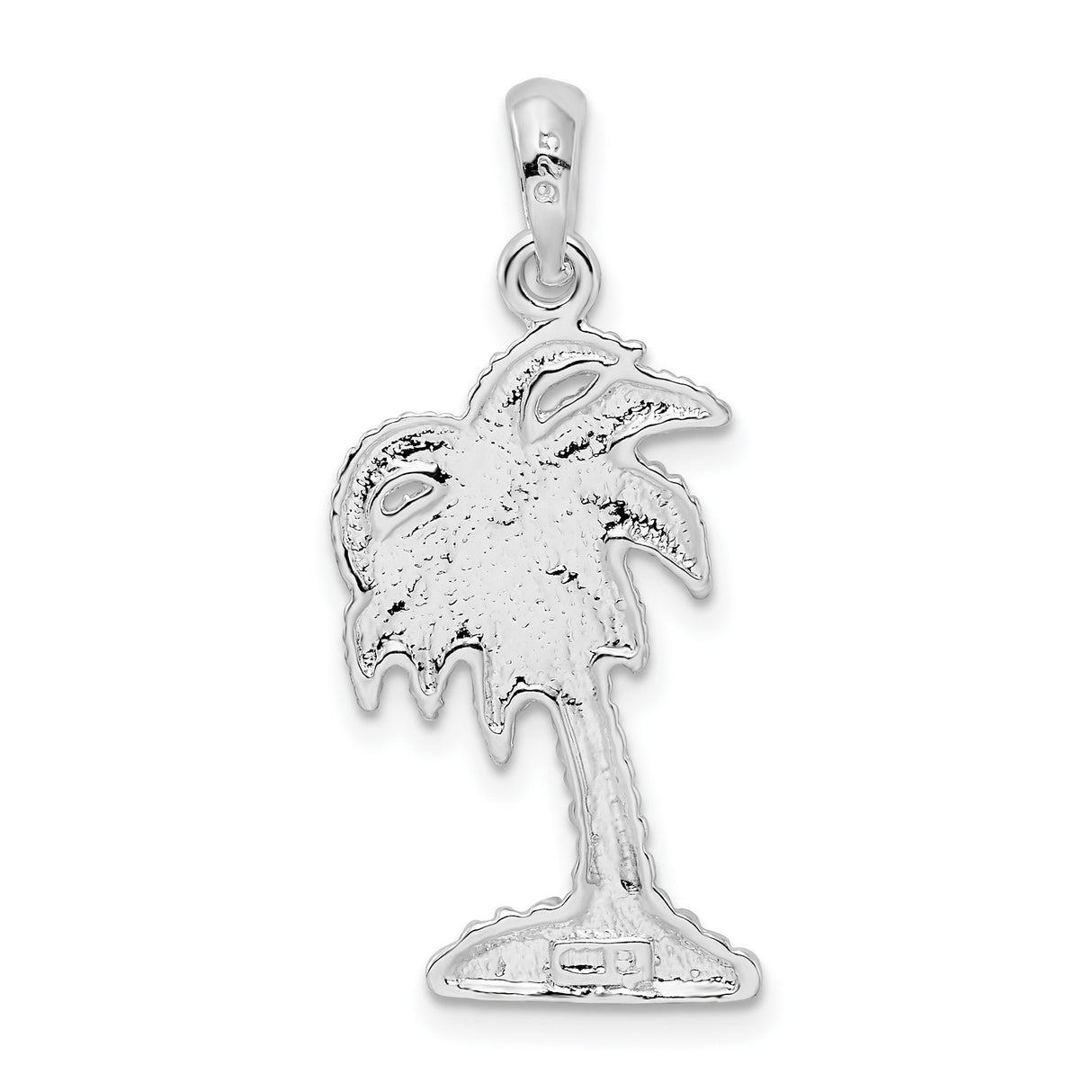 Sterling Silver Palm Tree Pendant with Textured Tropical Design, Coastal Beach Theme