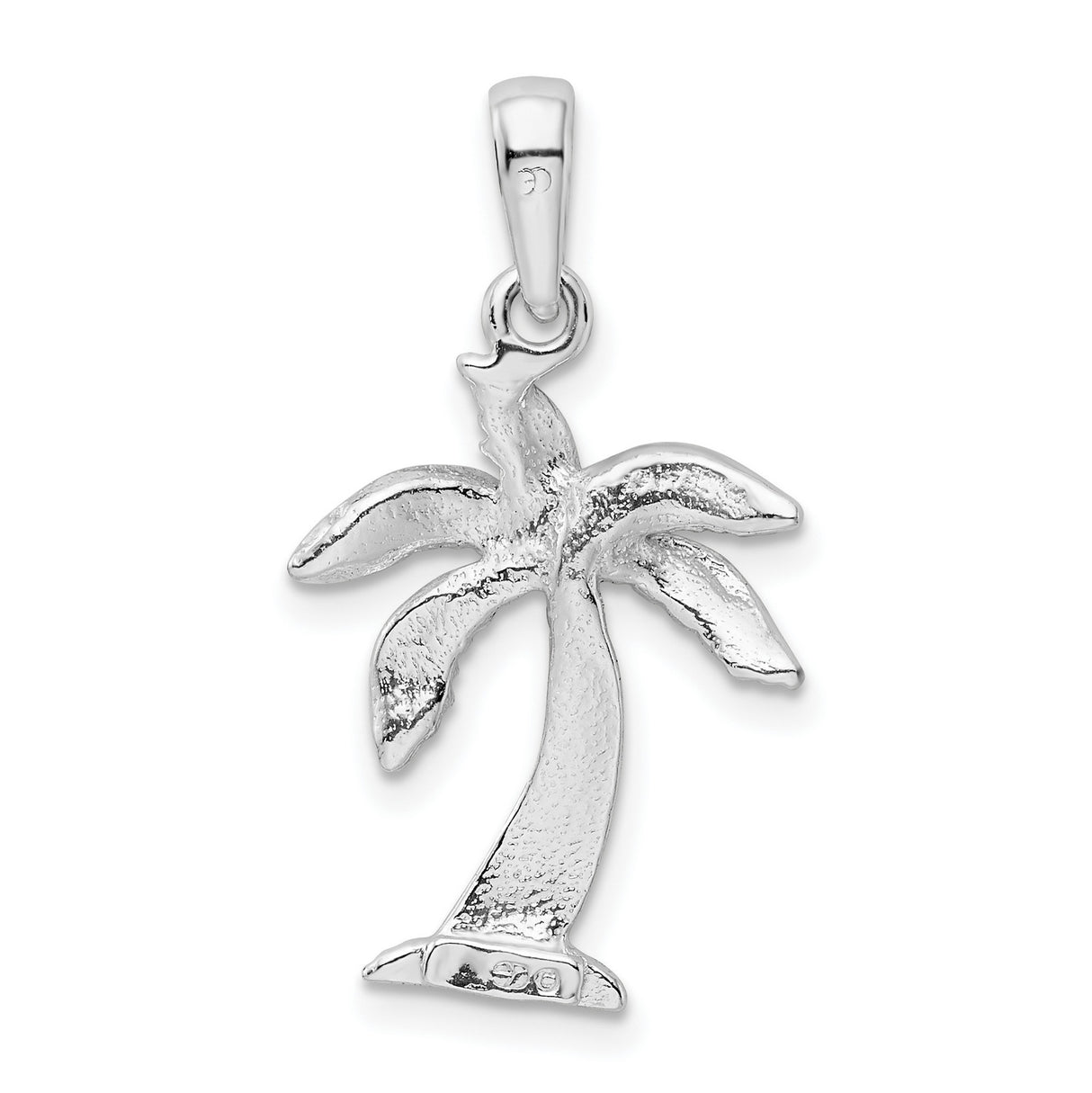 Sterling Silver Palm Tree Pendant with Detailed Leaves and Textured Trunk for Women