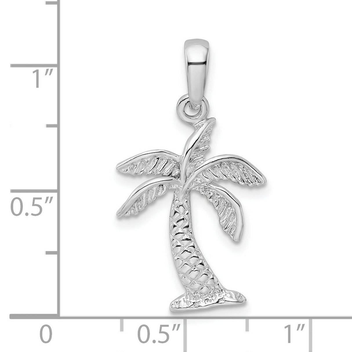 Sterling Silver Palm Tree Pendant with Detailed Leaves and Textured Trunk for Women
