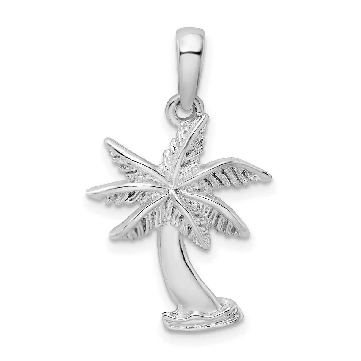 Sterling Silver Palm Tree Pendant, Tropical Beach Charm, Nautical Island Style Jewelry