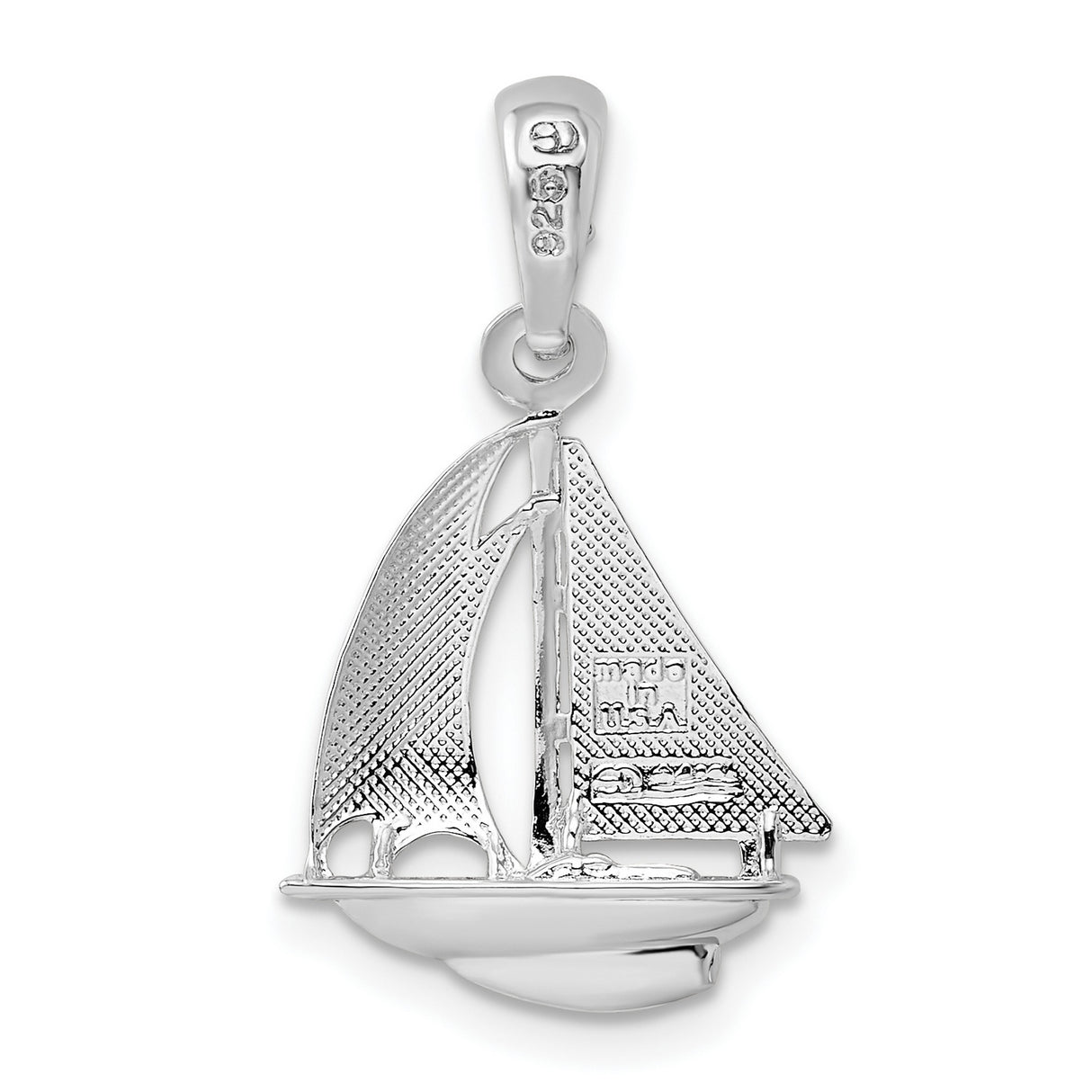 Sterling Silver Sailboat Pendant with Detailed Sails, Nautical Ocean Theme for Men and Women