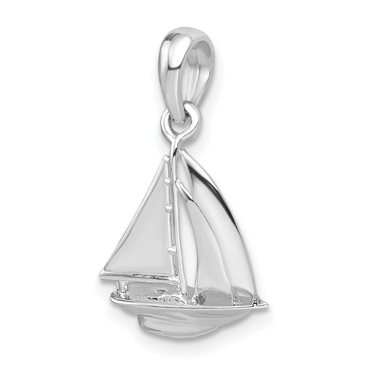 Sterling Silver Sailboat Pendant with Detailed Sails, Nautical Ocean Theme for Men and Women