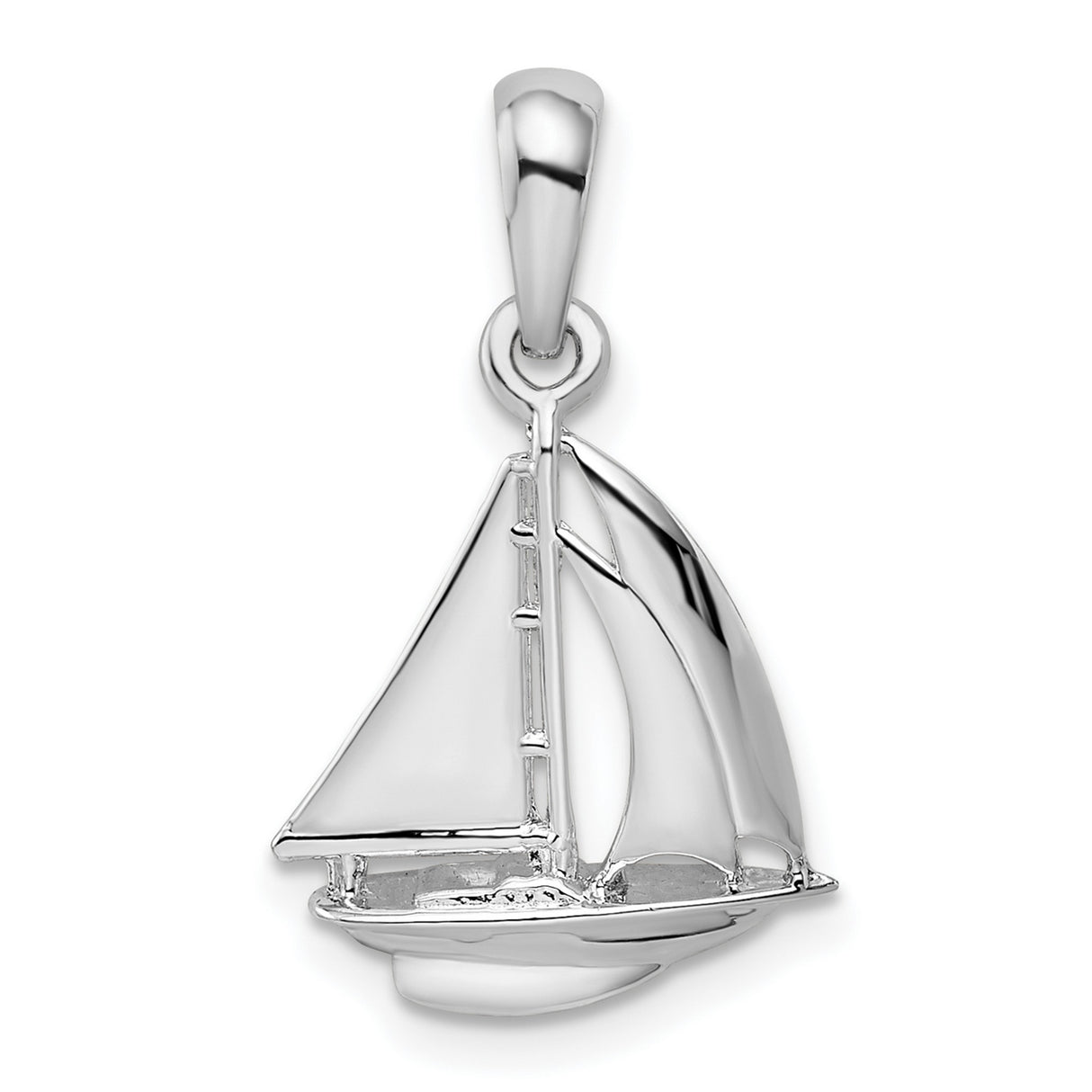 Sterling Silver Sailboat Pendant with Detailed Sails, Nautical Ocean Theme for Men and Women