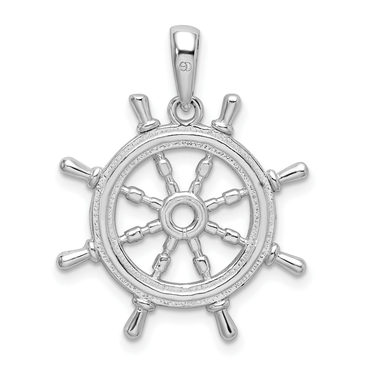 Sterling Silver Nautical Ship Wheel Pendant with Helm Design for Men and Women