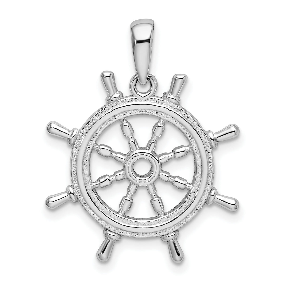 Sterling Silver Nautical Ship Wheel Pendant with Helm Design for Men and Women