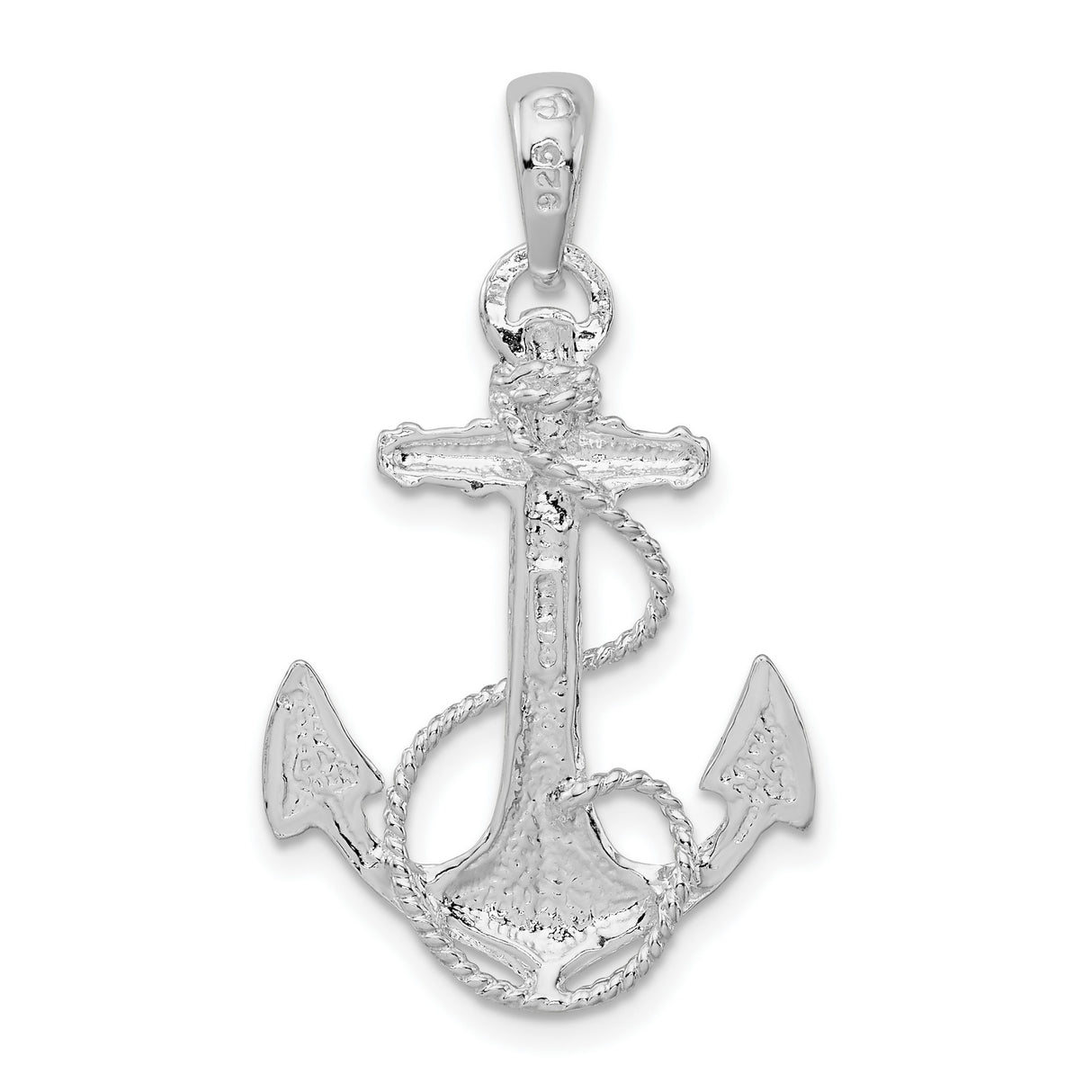 Sterling Silver Anchor Pendant with Rope Detail, Nautical Theme, Unisex Charm