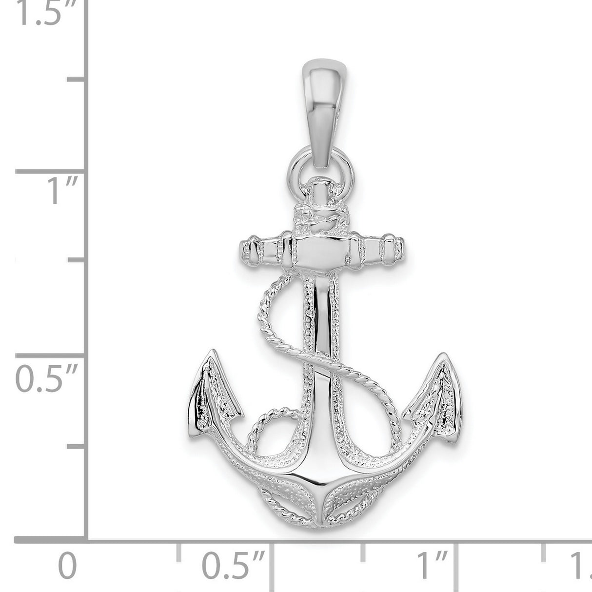 Sterling Silver Anchor Pendant with Rope Detail, Nautical Theme, Unisex Charm