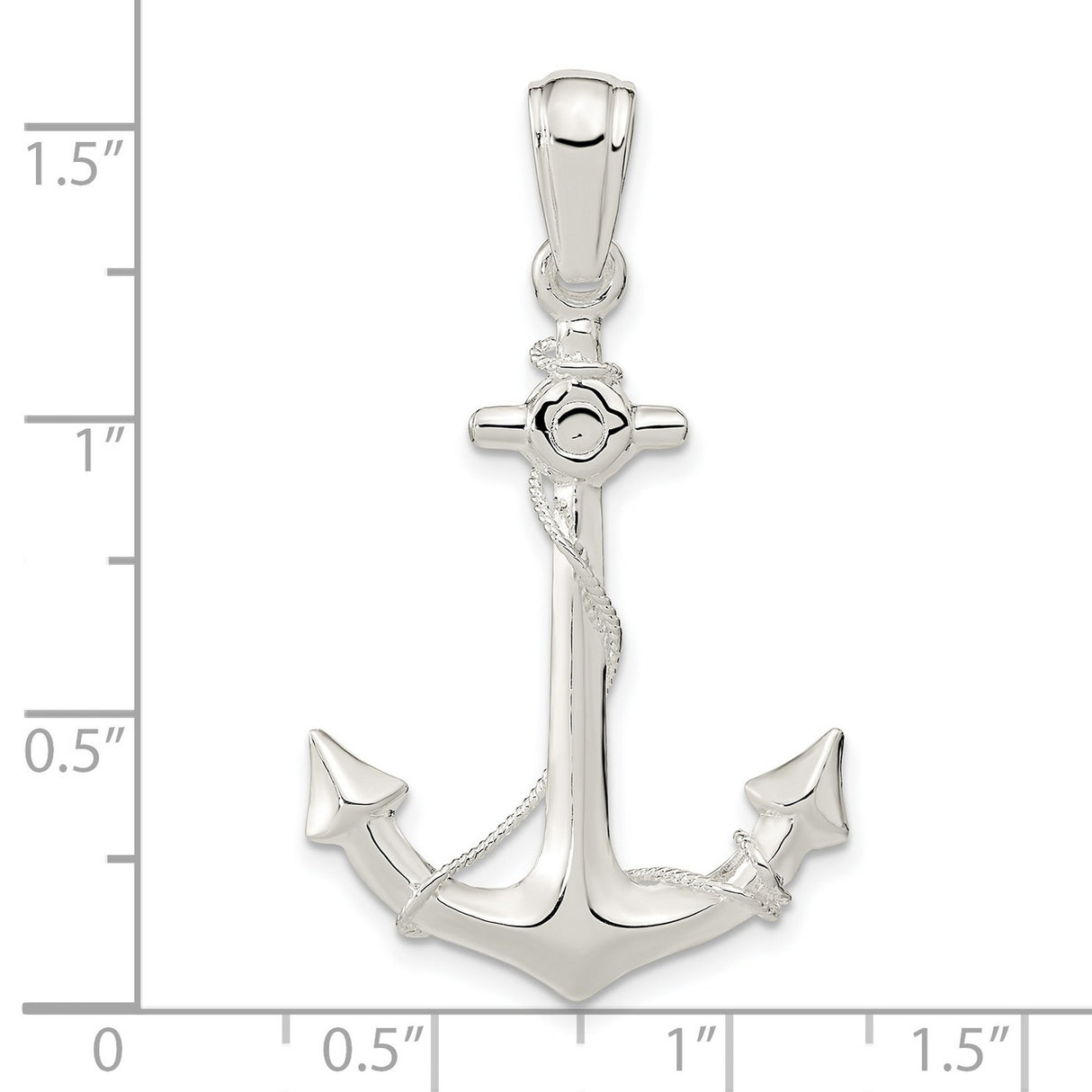 Sterling Silver Anchor Pendant with Rope Detail, Nautical Symbol of Strength and Hope