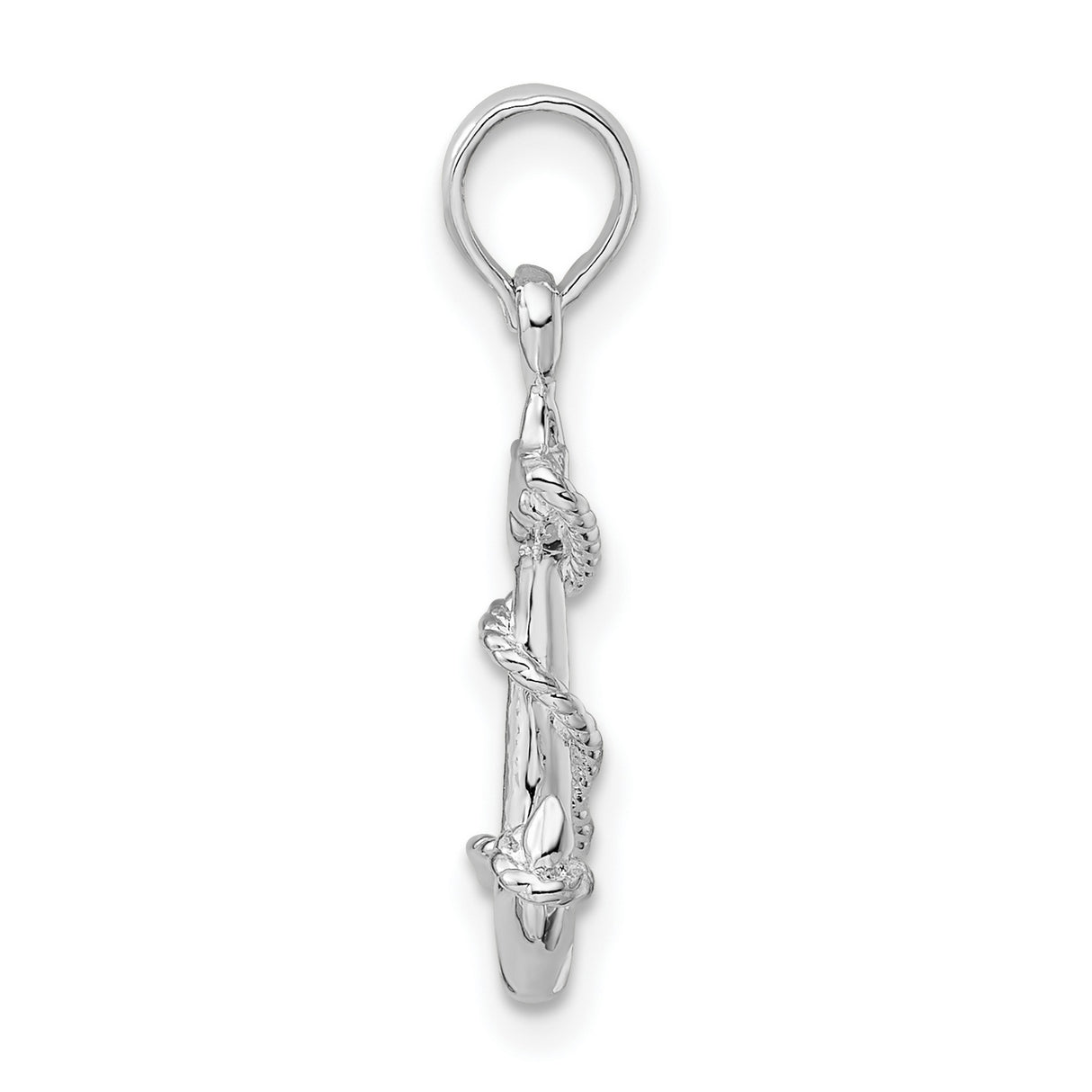 Sterling Silver Anchor Pendant with Rope Detail, Nautical Christian Symbol for Men and Women