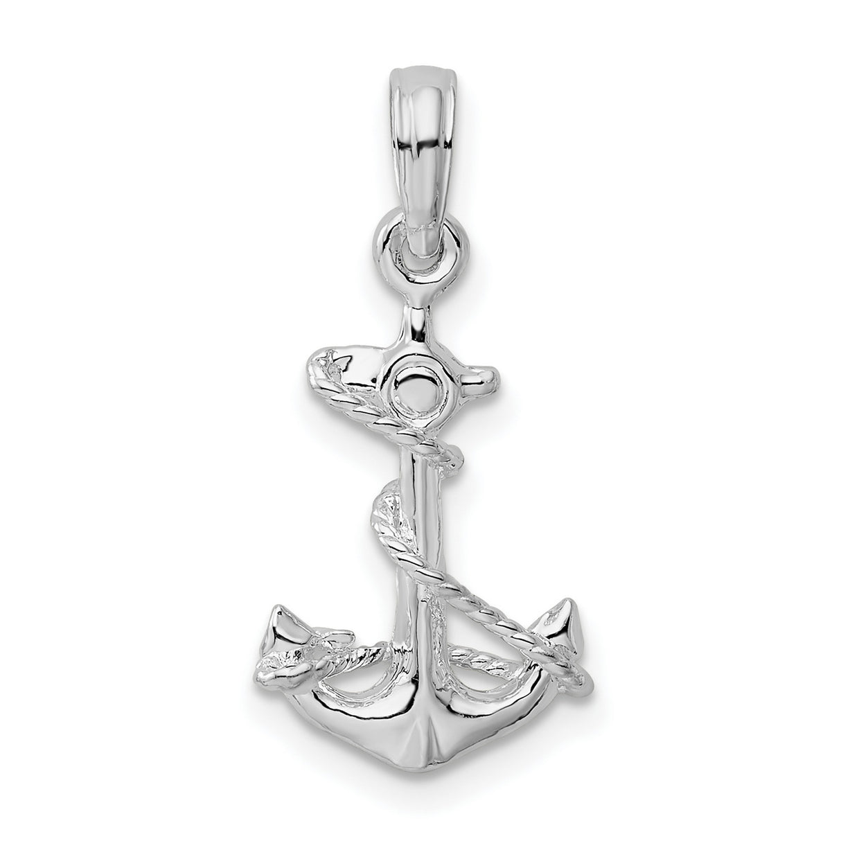 Sterling Silver Anchor Pendant with Rope Detail, Nautical Christian Symbol for Men and Women