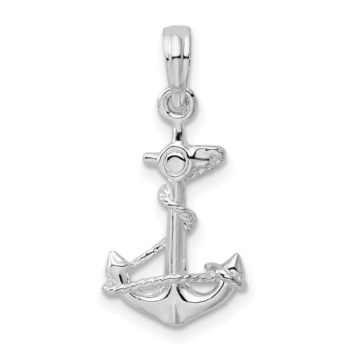 Sterling Silver Anchor Pendant with Rope Detail, Nautical Christian Symbol for Men and Women