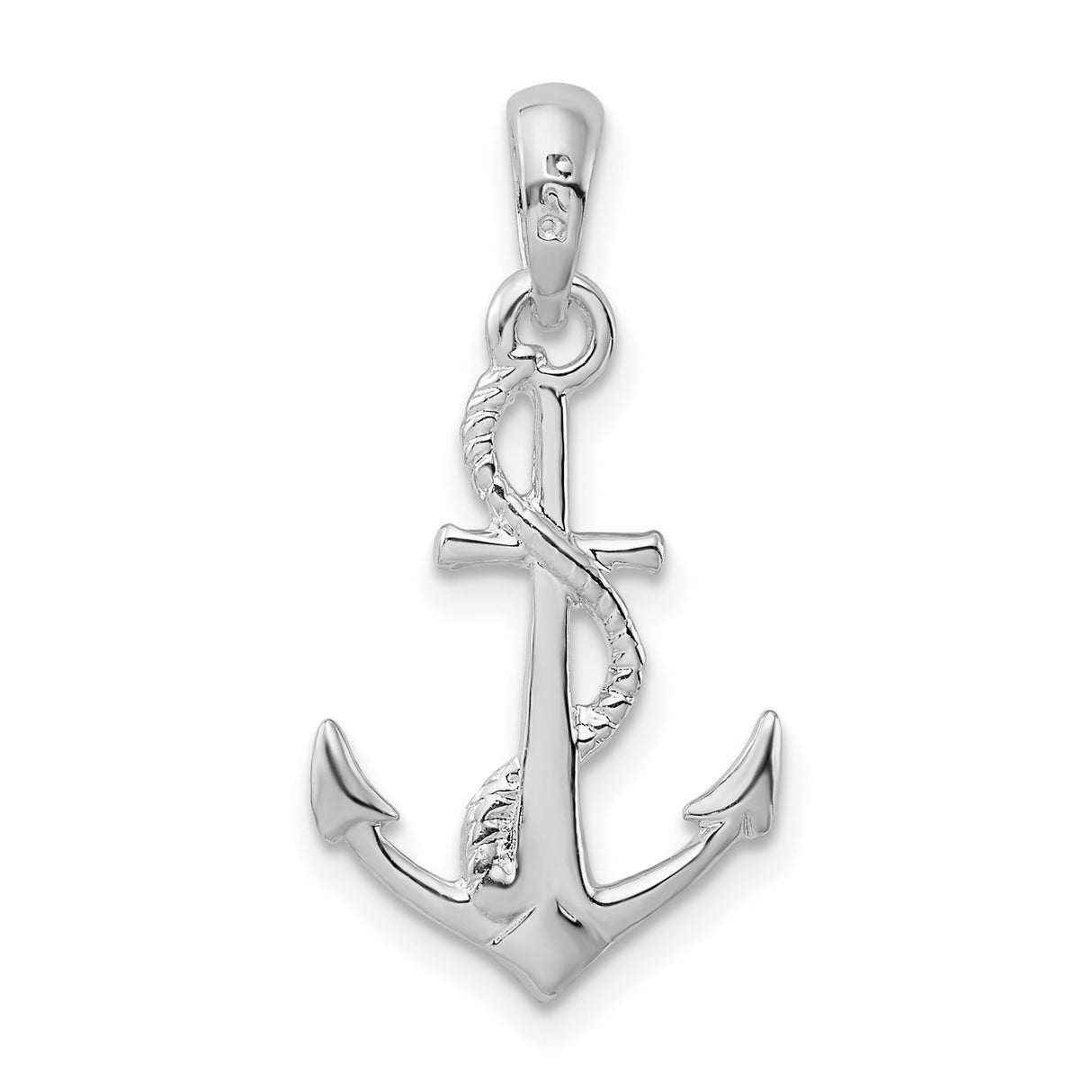 Sterling Silver Anchor Pendant with Rope Detail, Nautical Maritime Theme for Men or Women