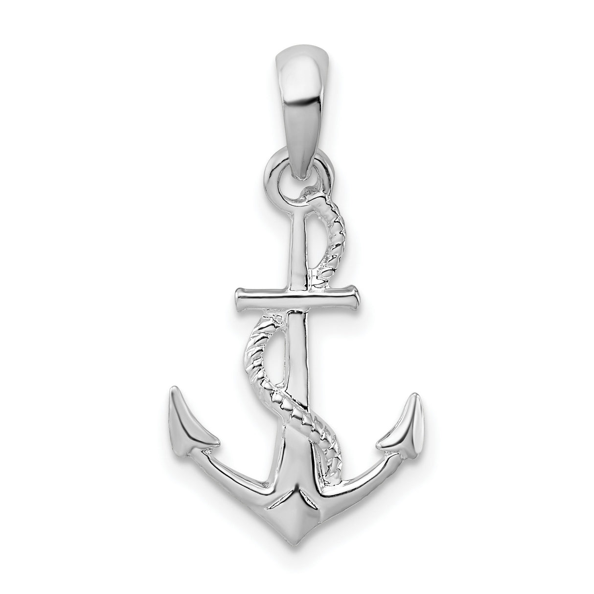 Sterling Silver Anchor Pendant with Rope Detail, Nautical Maritime Theme for Men or Women