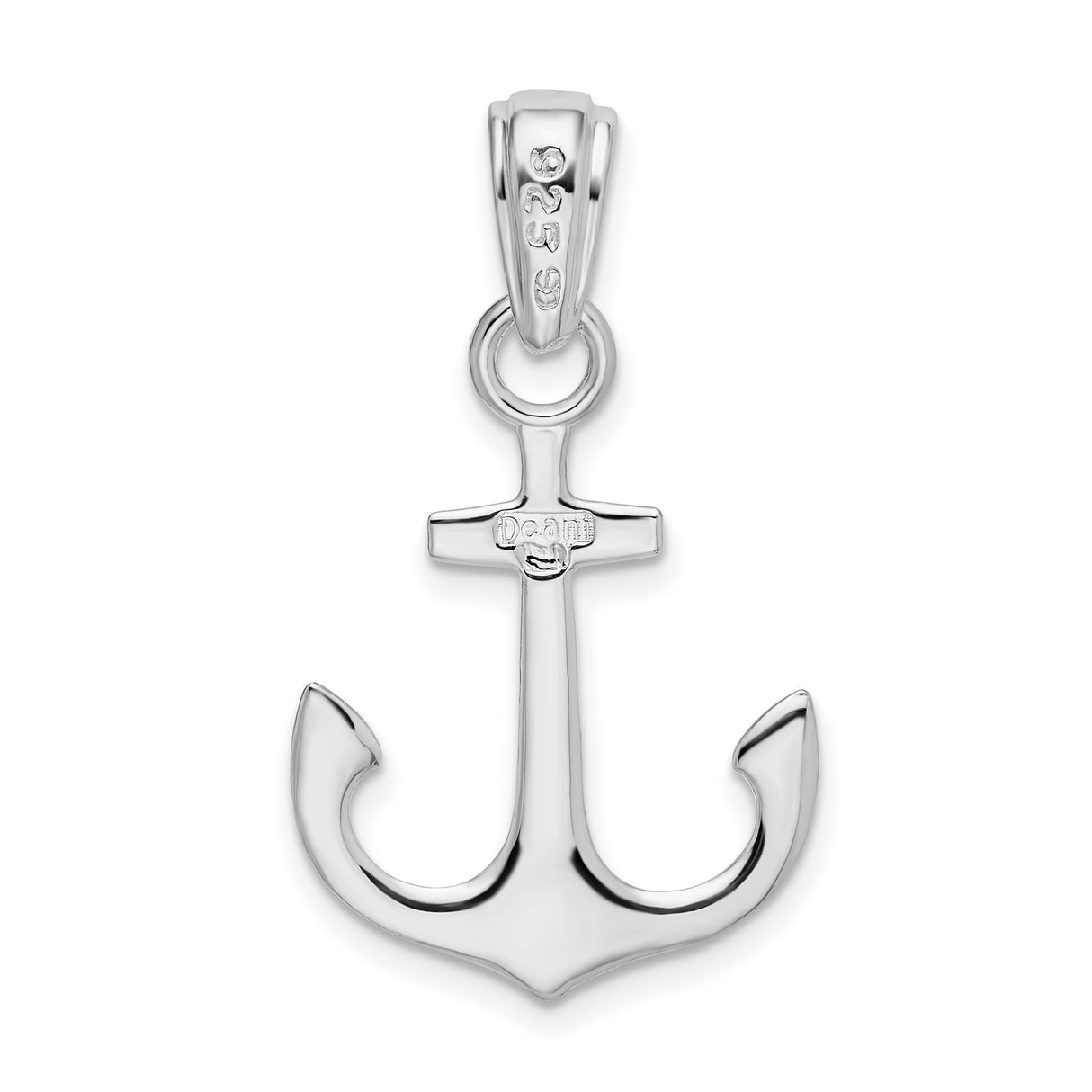 Sterling Silver Anchor Pendant, Polished Nautical Christian Symbol for Men or Women