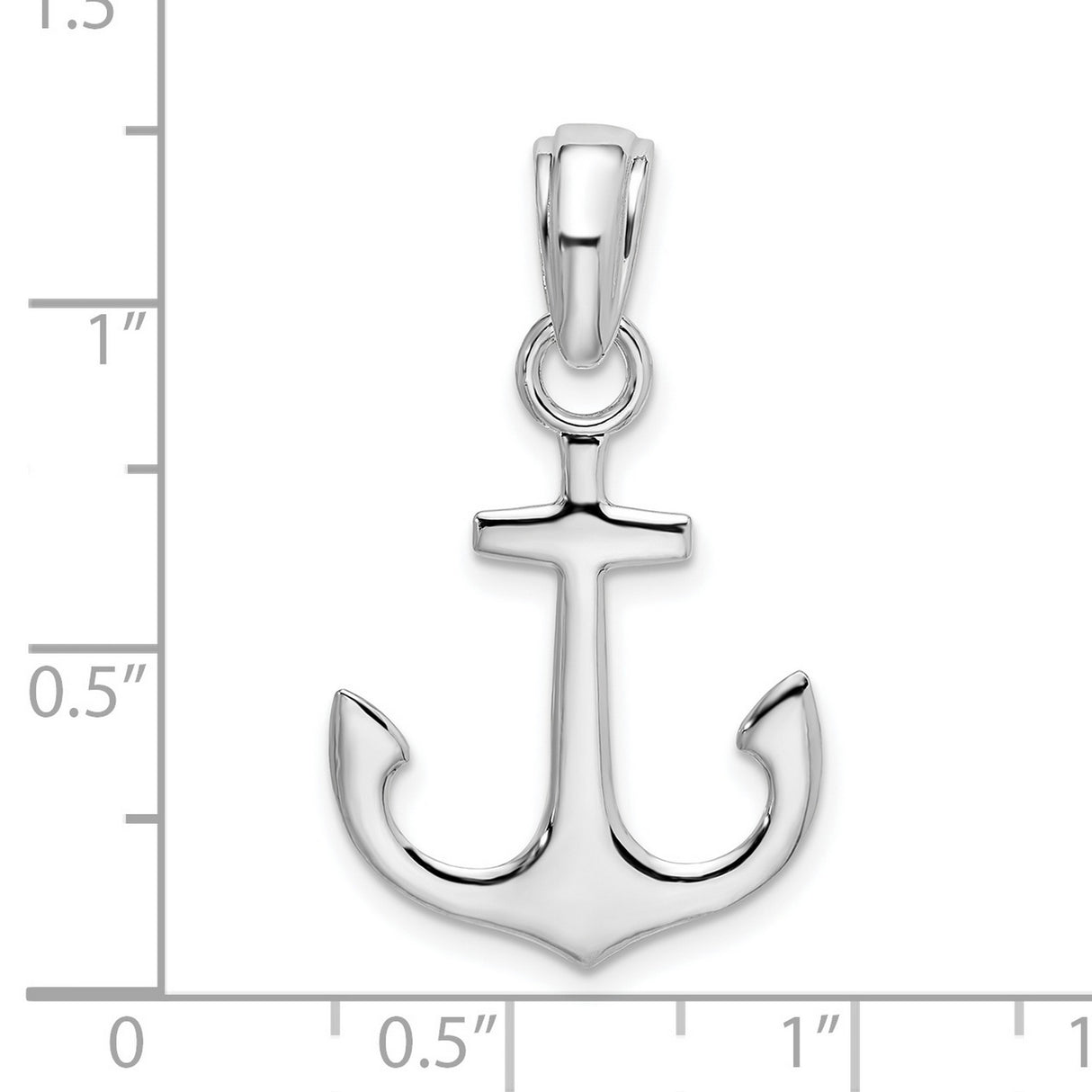 Sterling Silver Anchor Pendant, Polished Nautical Christian Symbol for Men or Women