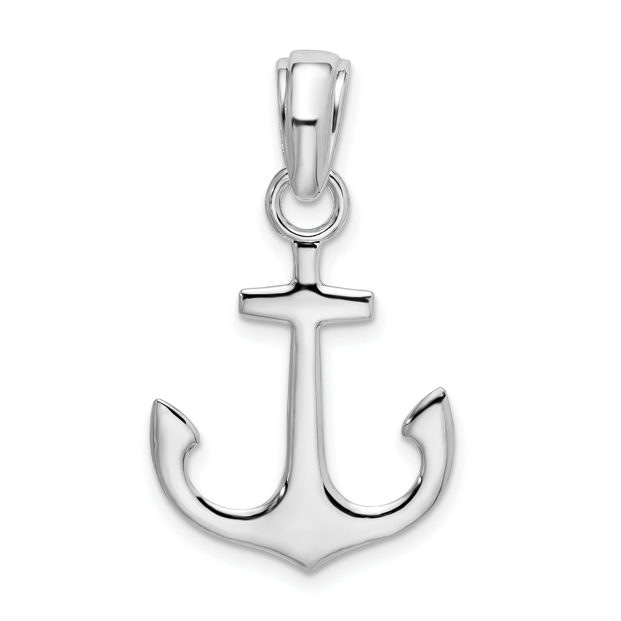 Sterling Silver Anchor Pendant, Polished Nautical Christian Symbol for Men or Women