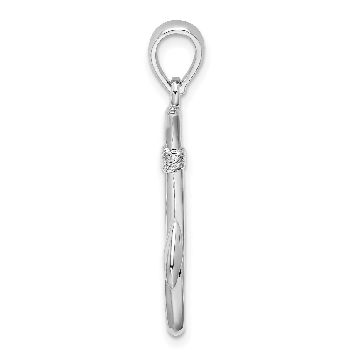 Sterling Silver Fish Hook Pendant, 3D Polished Ocean Charm, Nautical Design for Men and Women