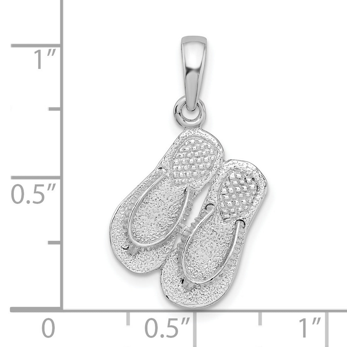 Sterling Silver Flip-Flop Pendant, 3D Sandal Design, Ocean-Inspired Beachwear Jewelry