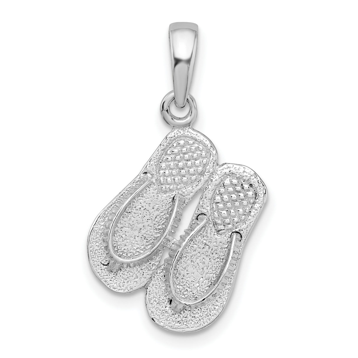 Sterling Silver Flip-Flop Pendant, 3D Sandal Design, Ocean-Inspired Beachwear Jewelry