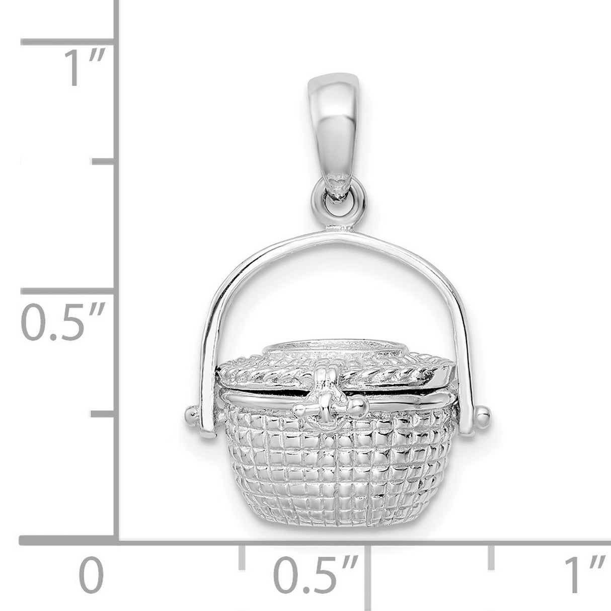 Sterling Silver Basket Pendant with Woven Texture and Nautical Nantucket Charm