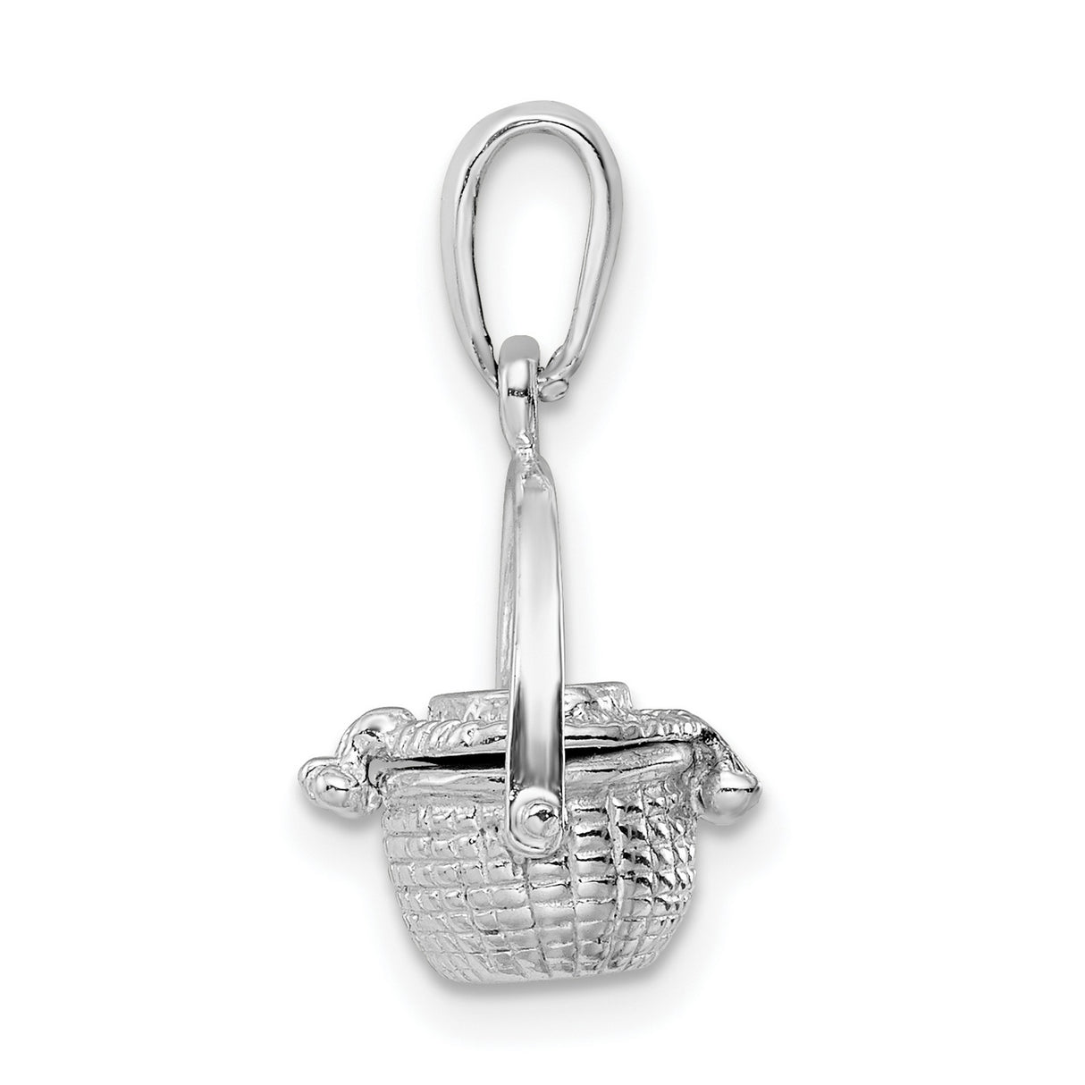 Polished 3-D Moveable Nantucket Basket Charm Pendant in Real 925 Sterling Silver