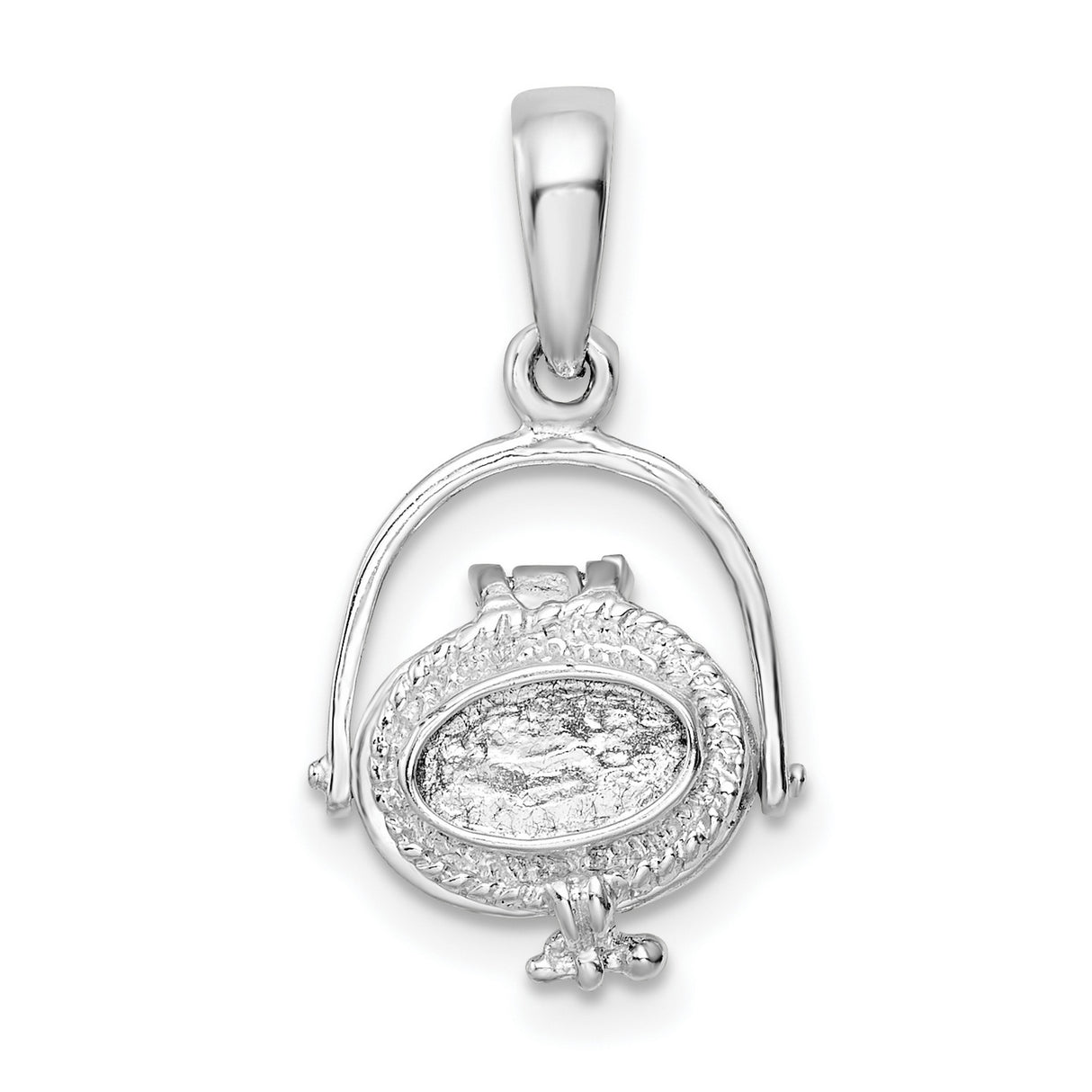 Polished 3-D Moveable Nantucket Basket Charm Pendant in Real 925 Sterling Silver