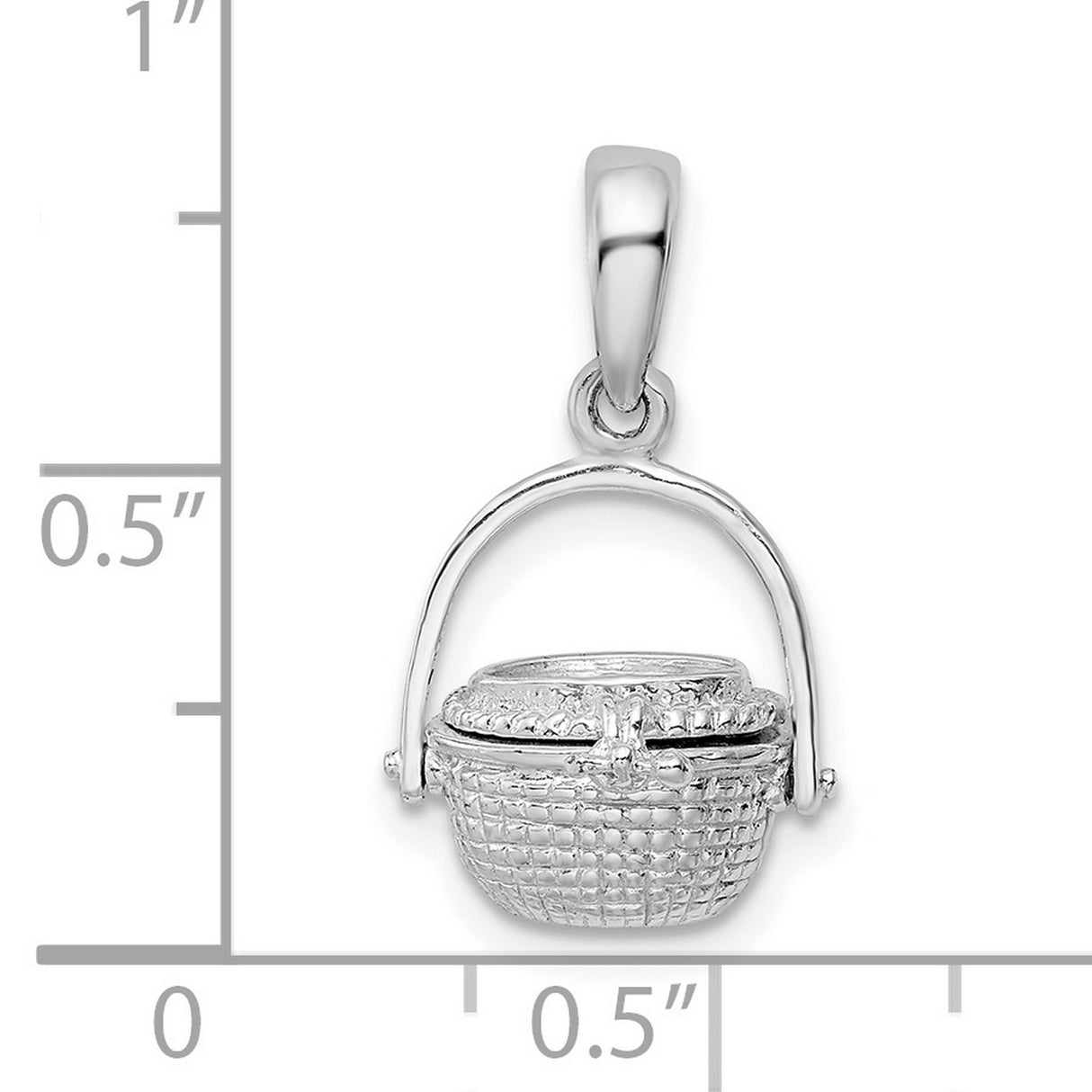 Polished 3-D Moveable Nantucket Basket Charm Pendant in Real 925 Sterling Silver
