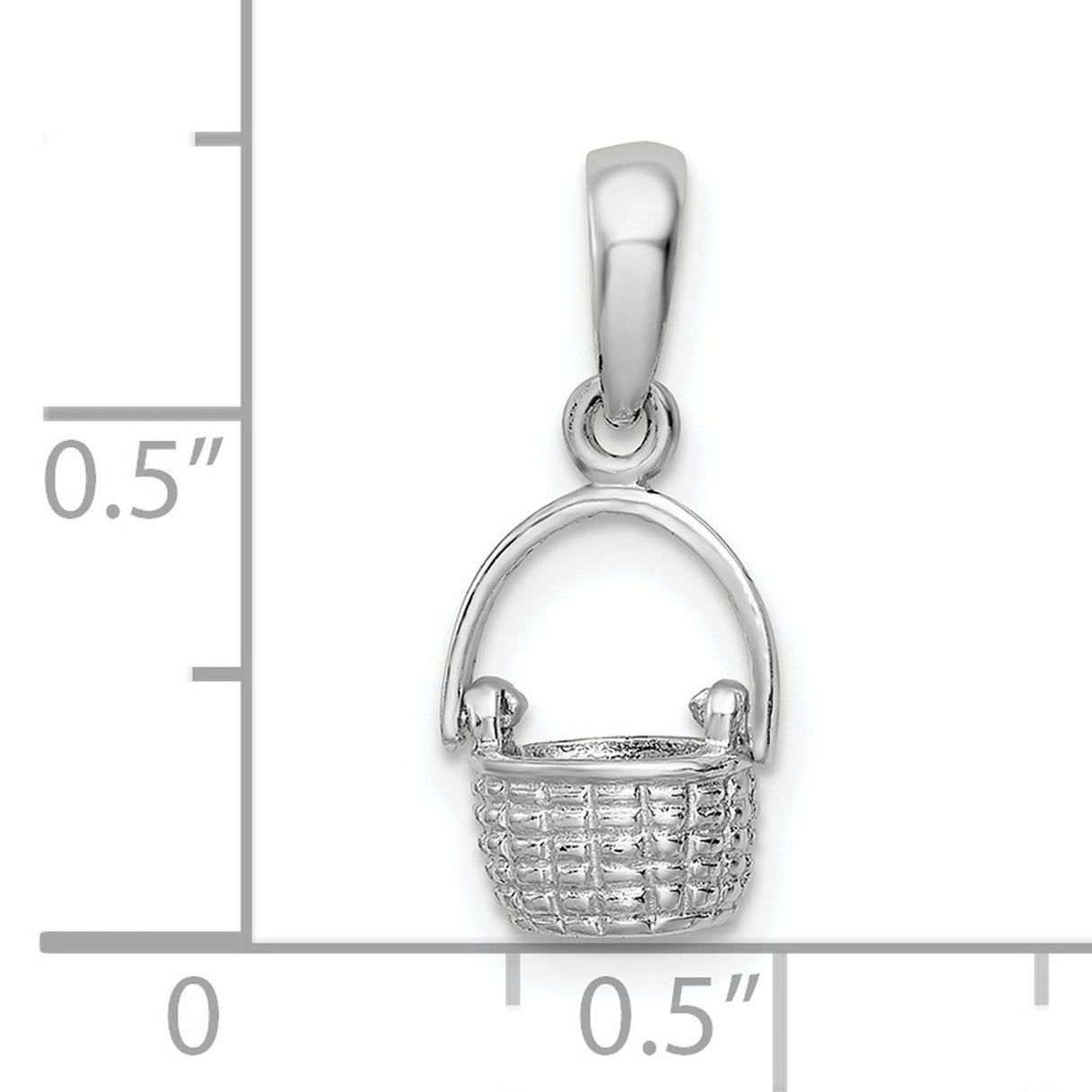 Sterling Silver Basket Pendant Charm with Woven Design and Handle, Rustic Farmhouse Style