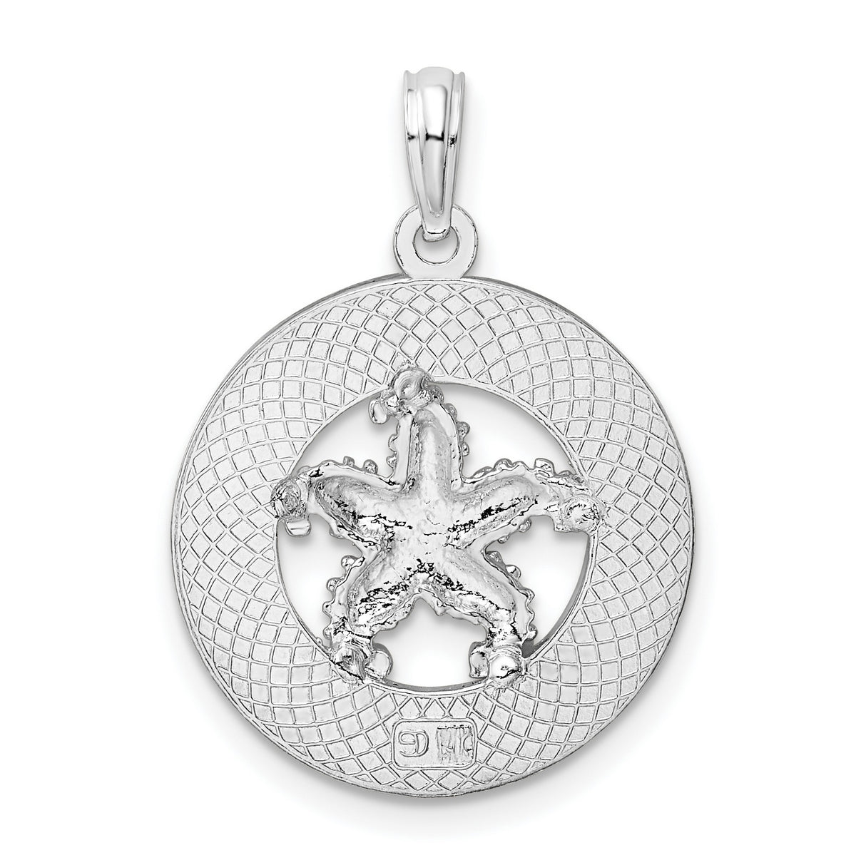 Sterling Silver Starfish Pendant with Turks and Caicos Engraving, Nautical Beach Charm
