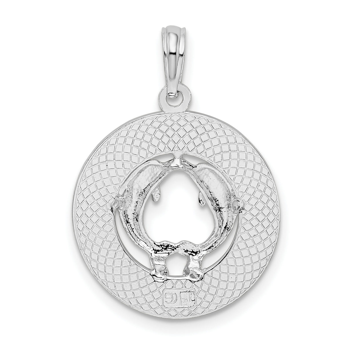 Sterling Silver Dolphin Pendant with Heart-Shaped Two Dolphins, Turks Caicos Theme, Nautical Jewelry