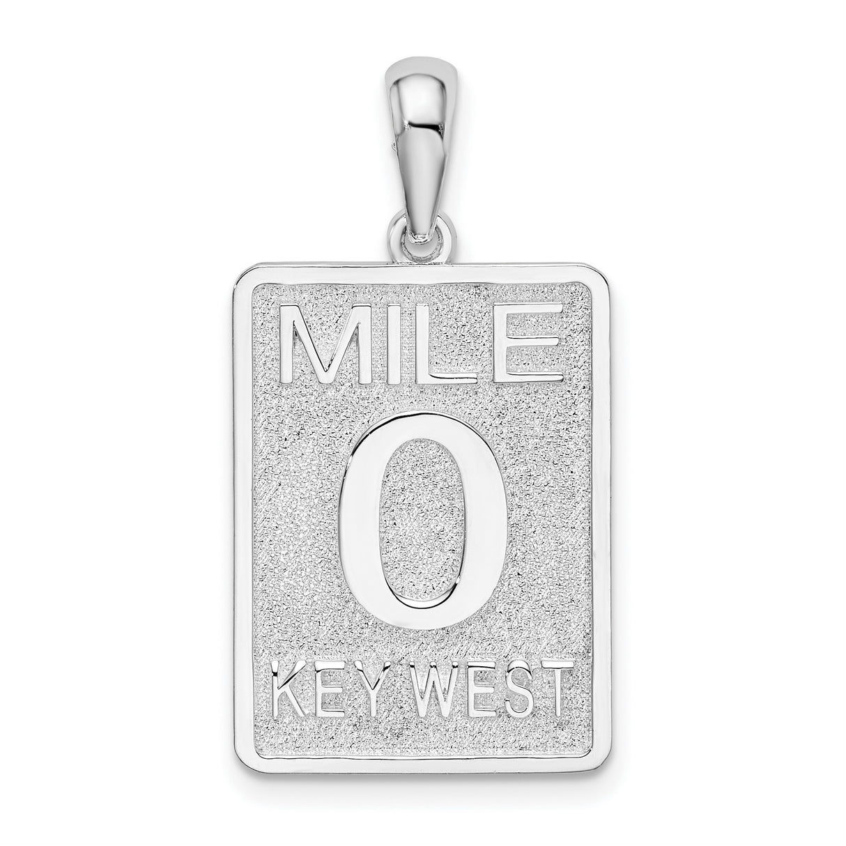 Sterling Silver Key West Mile 0 Road Sign Pendant, Coastal Travel Charm for Men or Women