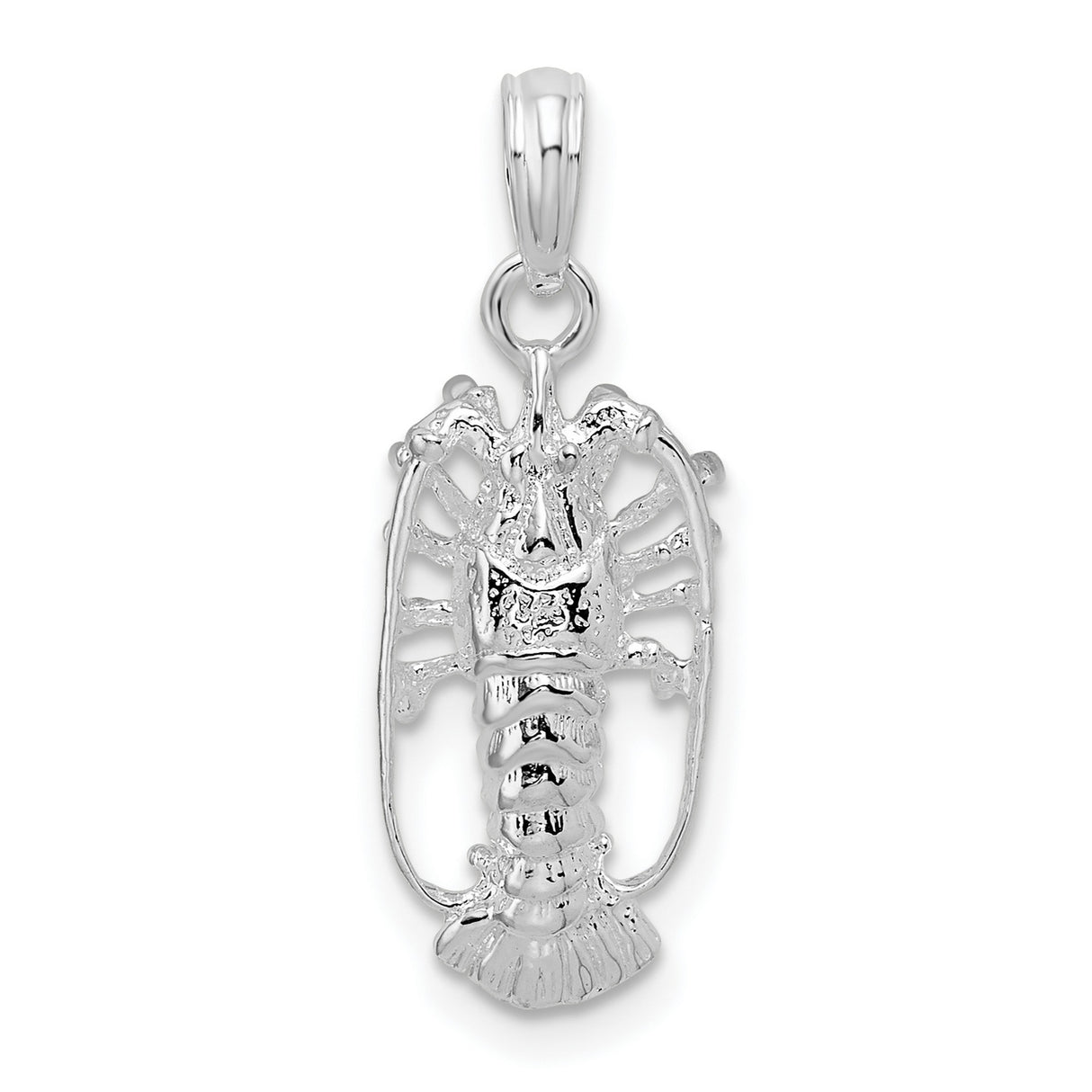 Sterling Silver Lobster Pendant with Realistic 3D Nautical Ocean Theme Design