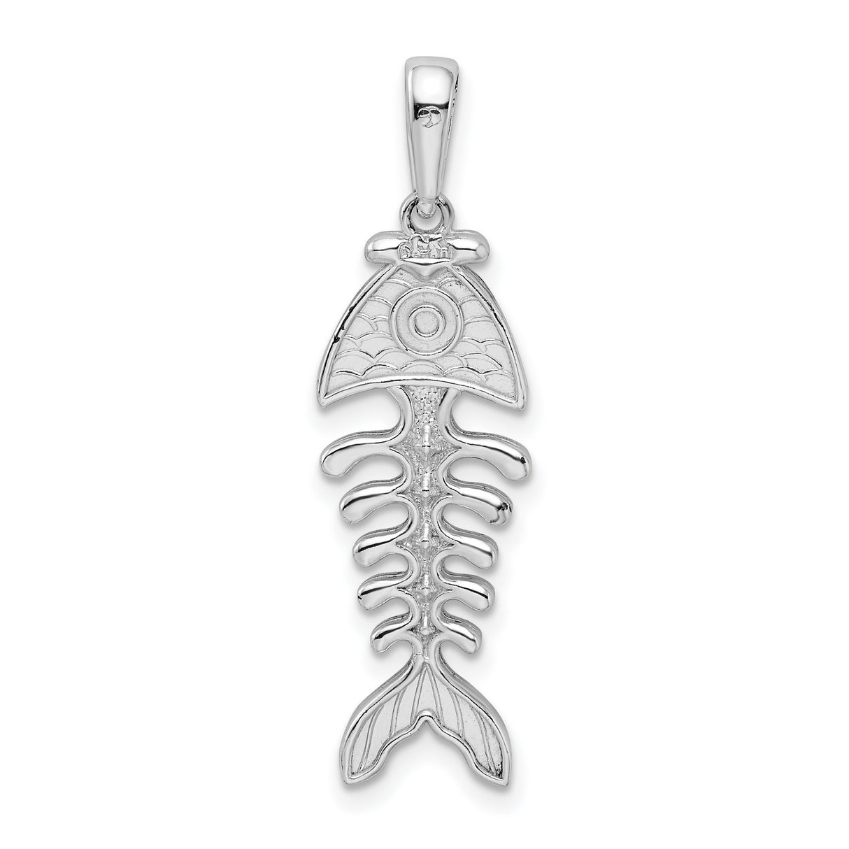 Sterling Silver Fishbone Pendant with Skeletal Ocean Design, Unisex Nautical Charm