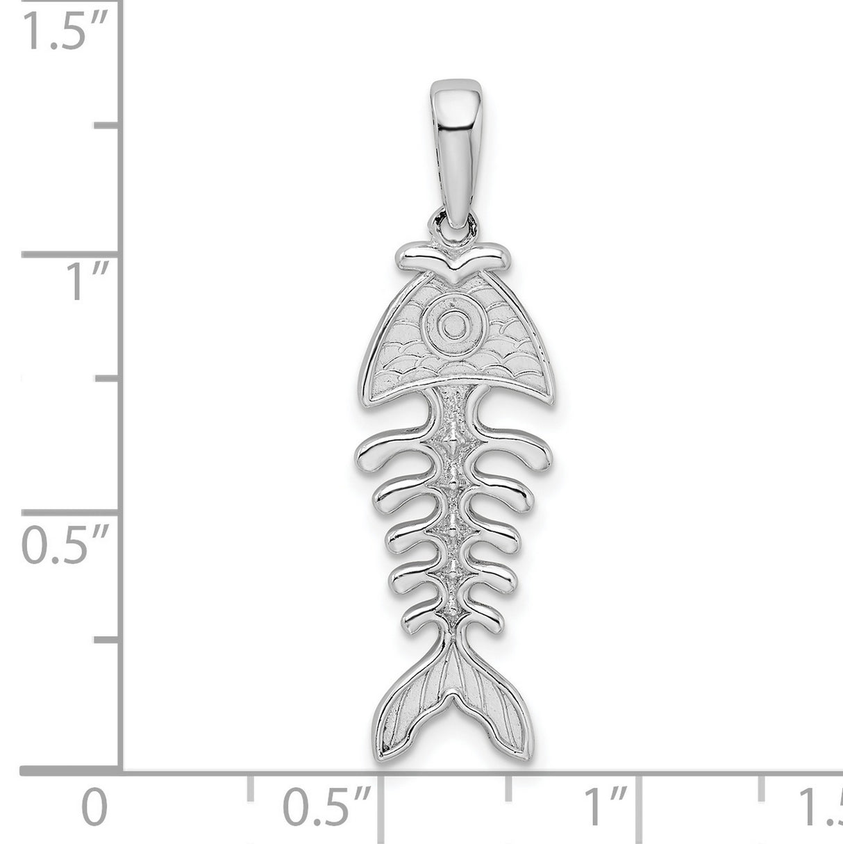 Sterling Silver Fishbone Pendant with Skeletal Ocean Design, Unisex Nautical Charm