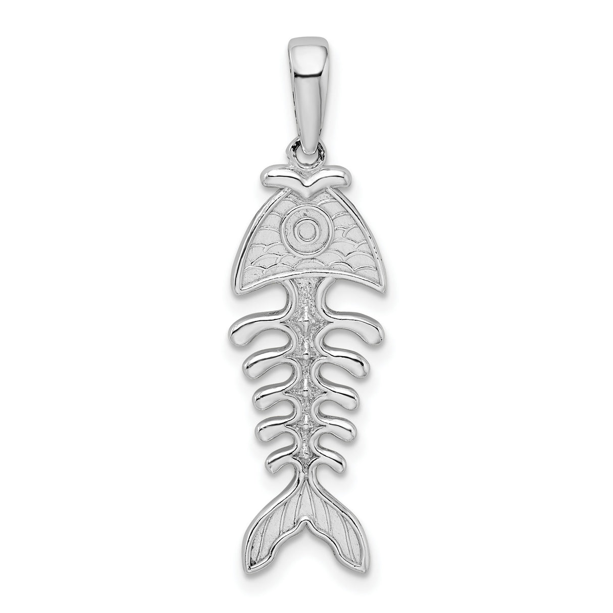 Sterling Silver Fishbone Pendant with Skeletal Ocean Design, Unisex Nautical Charm