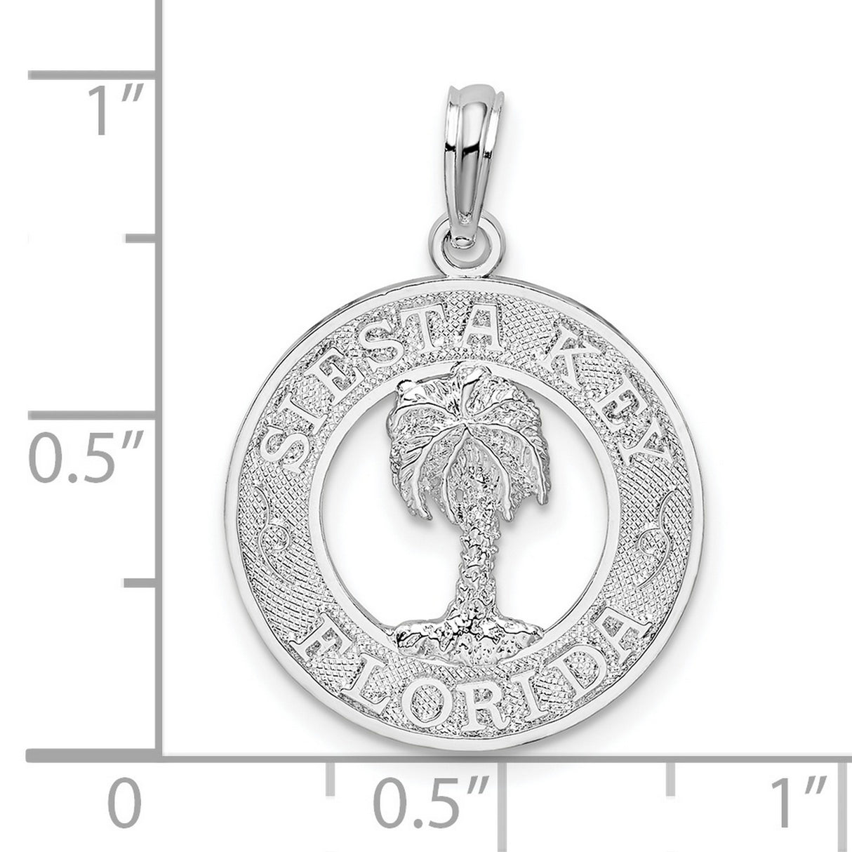 Sterling Silver Palm Tree Pendant with Siesta Key Florida Engraving, Coastal Beach Charm