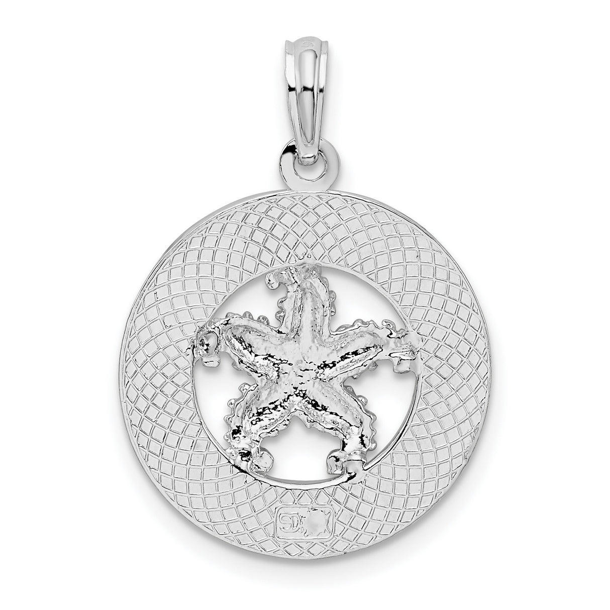 Sterling Silver Pendant with Siesta Key Florida Text and Textured Starfish Design