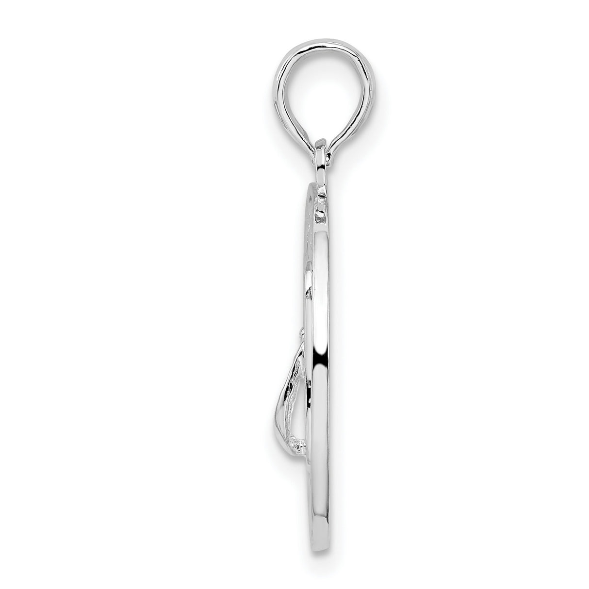 Sterling Silver Flip-Flop Circle Pendant with Siesta Key Florida Engraving, Coastal Souvenir Charm