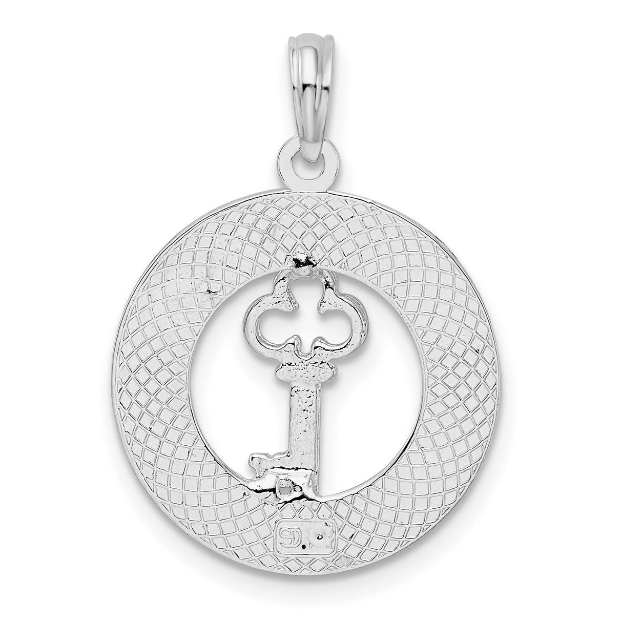 Sterling Silver Siesta Key Pendant with Cut-Out Key Design and Circular Detail