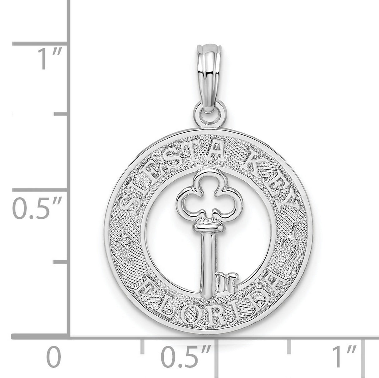 Sterling Silver Siesta Key Pendant with Cut-Out Key Design and Circular Detail