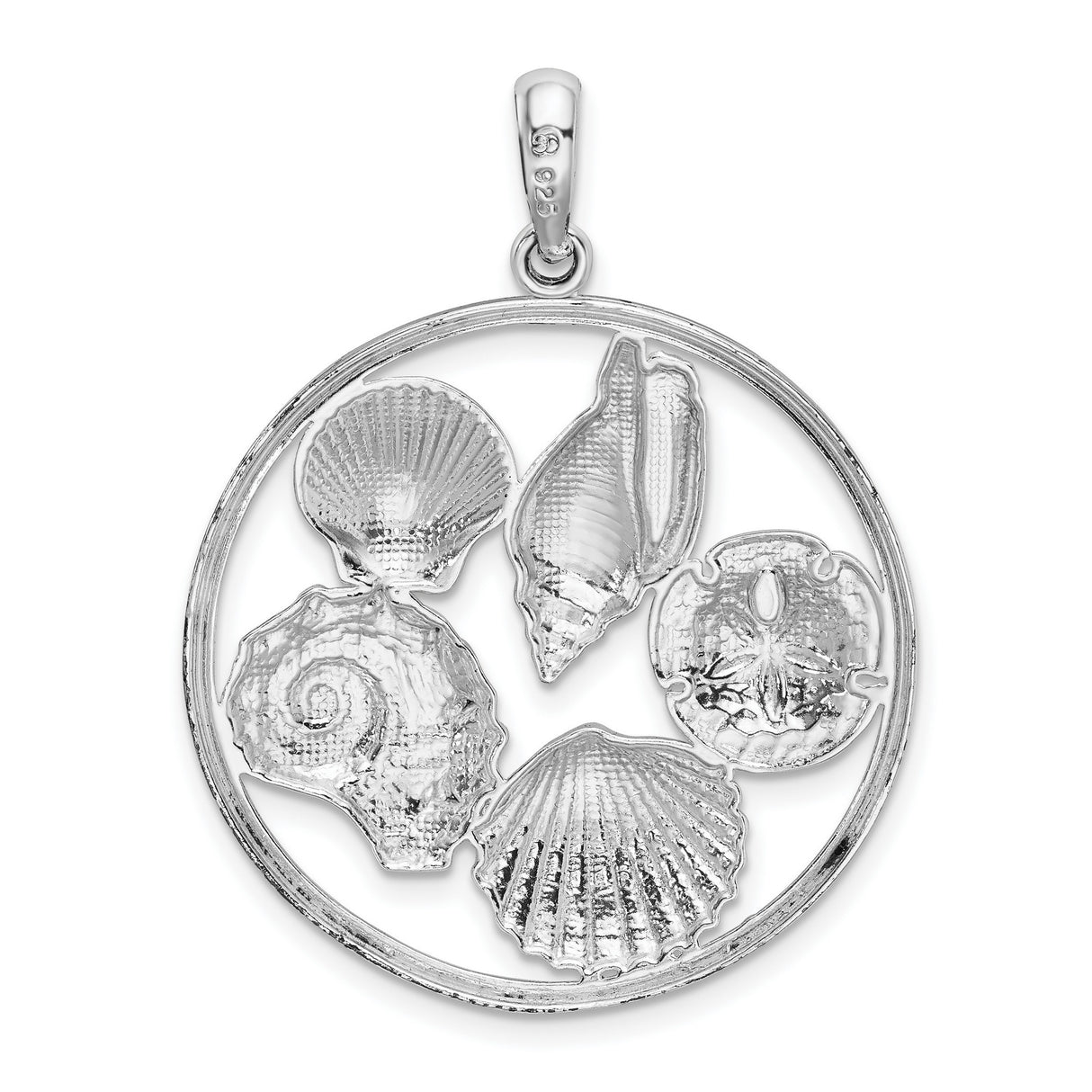 Sterling Silver Pendant with Sand Dollar, Conch Shell, and Scallop Shell Ocean Theme