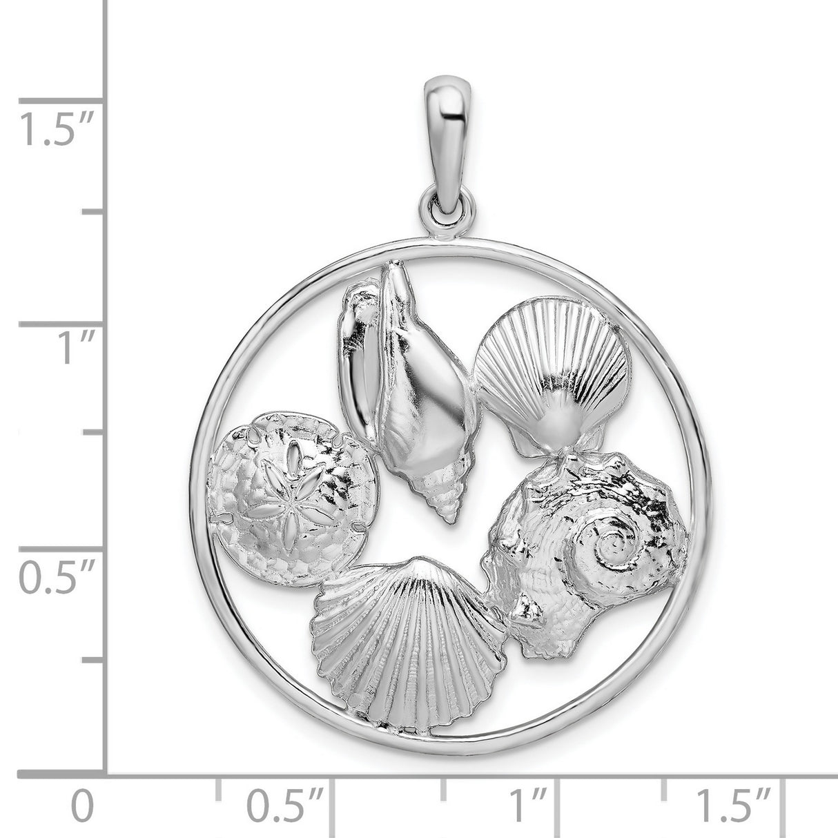 Sterling Silver Pendant with Sand Dollar, Conch Shell, and Scallop Shell Ocean Theme