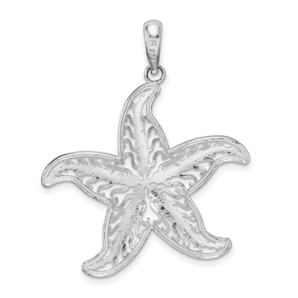 Sterling Silver Starfish Pendant with Openwork Filigree Design and Ocean Life Theme