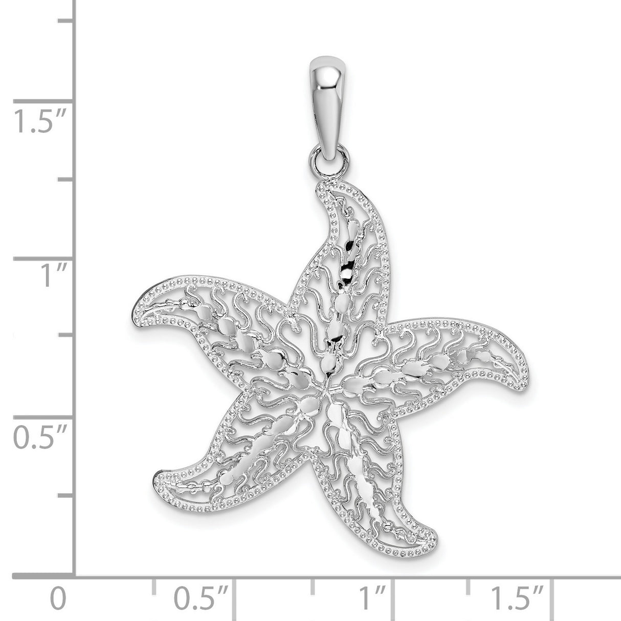Sterling Silver Starfish Pendant with Openwork Filigree Design and Ocean Life Theme