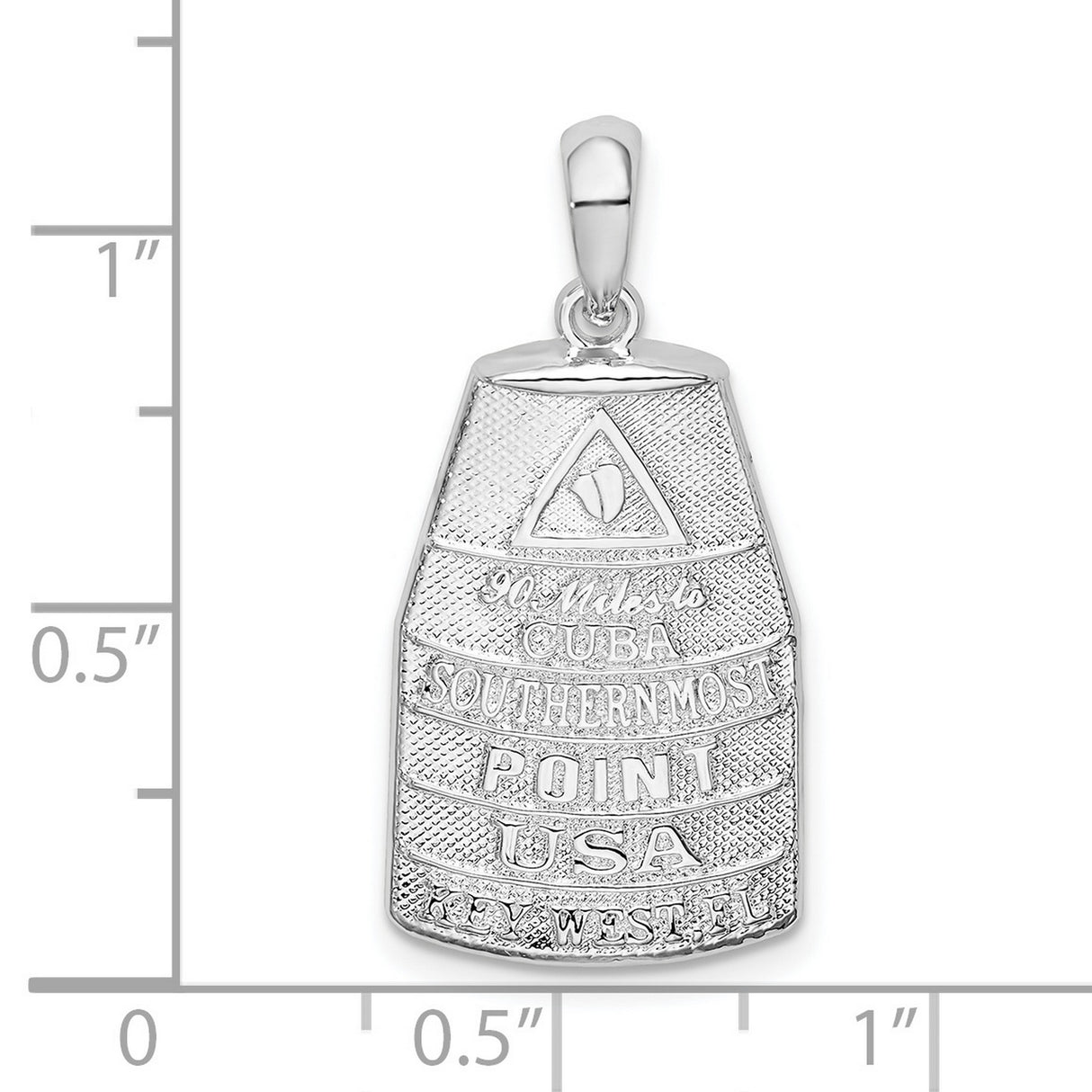 Sterling Silver Pendant, Southernmost Point with 90 Miles to Cuba Engraving, Key West Travel Charm